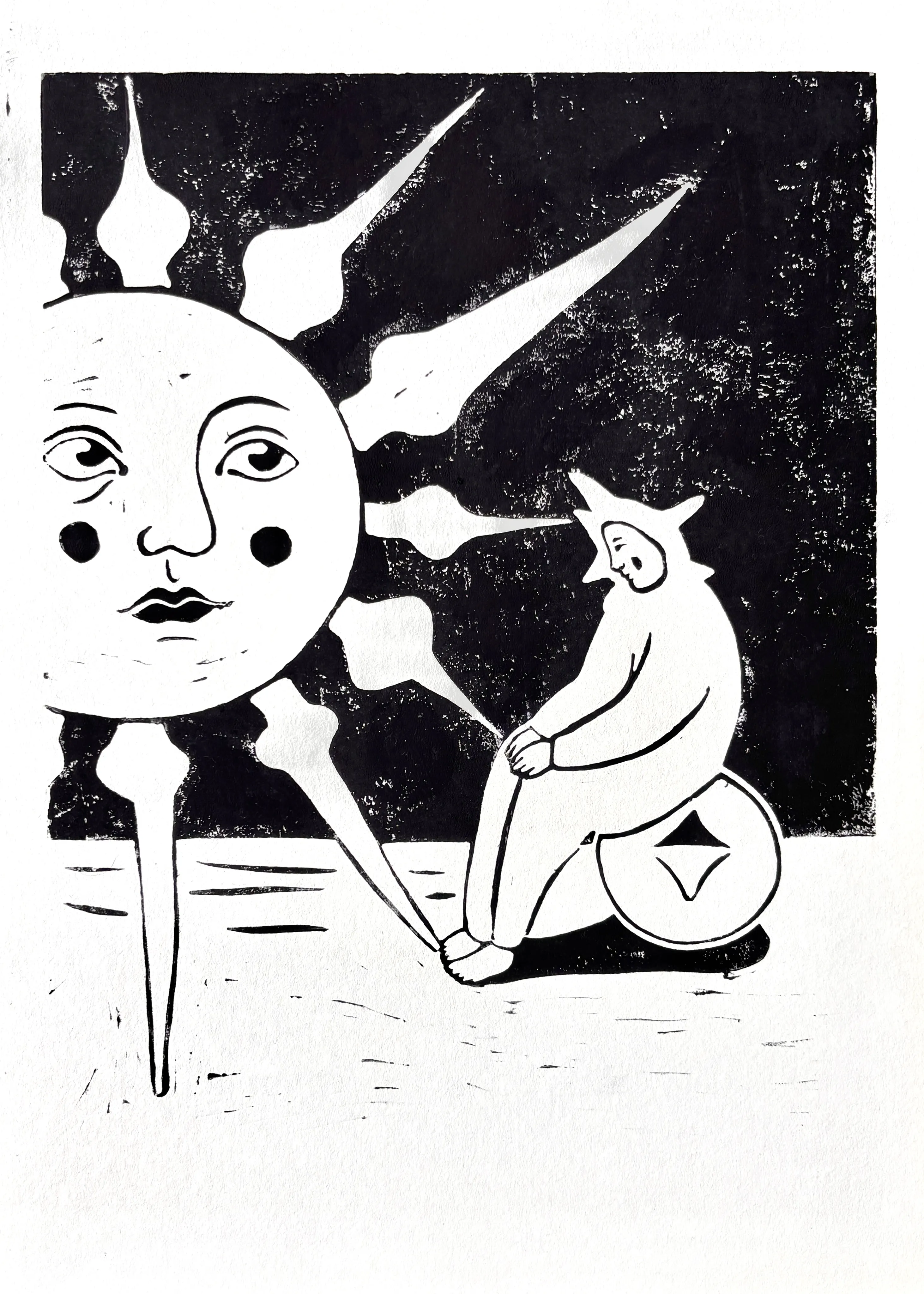 Image of Я не горюю. by Diana Ruban , size: 30x21 см, made of Папір, темперна фарба, Graphics medium, from Грузія, part of the Linocut, graphics series, priced at $150 Photo 1 of 6.