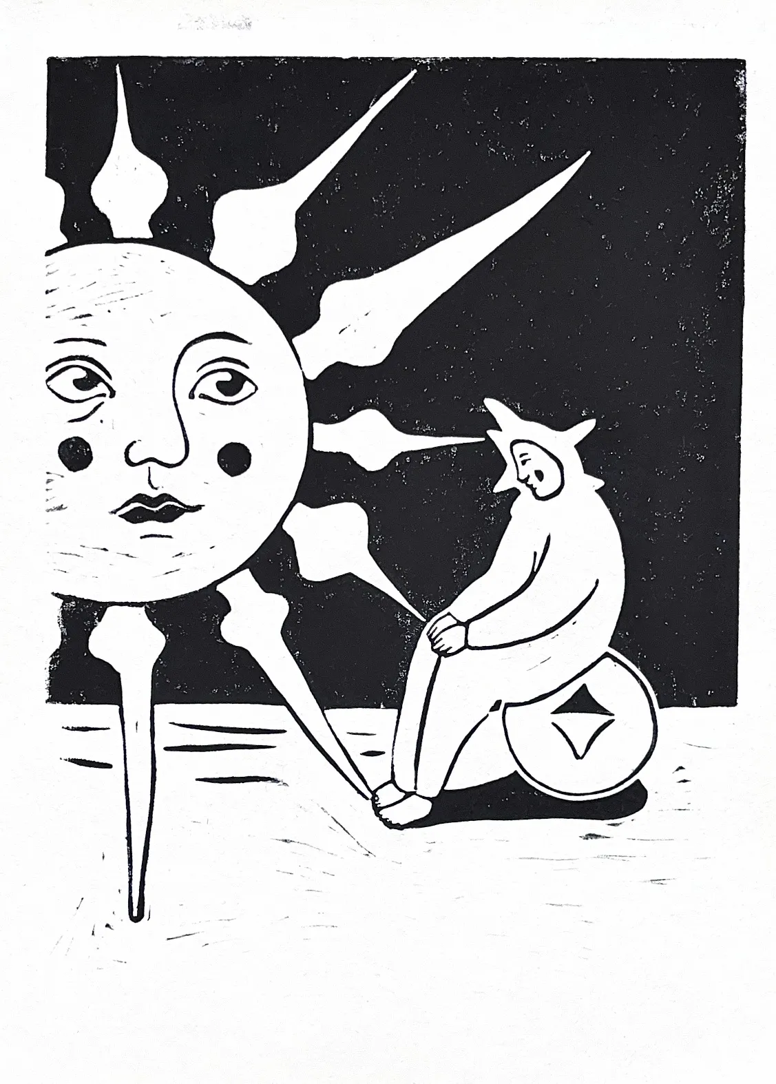 Image of Я не горюю. by Diana Ruban , size: 30x21 см, made of Папір, темперна фарба, Graphics medium, from Грузія, part of the Linocut, graphics series, priced at $150 Photo 3 of 6.