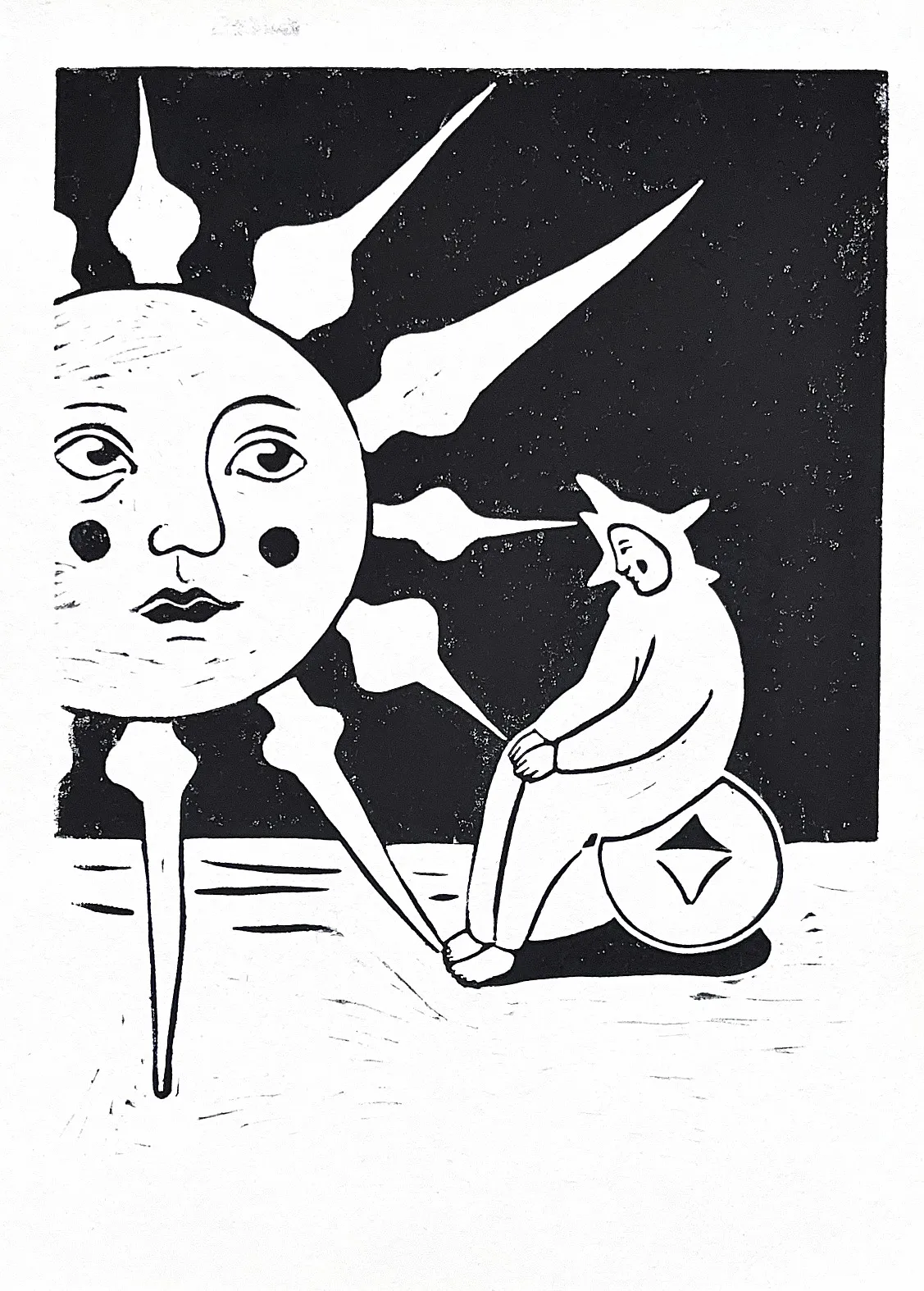 Image of I am not burning. by Diana Ruban , size: 30x21 см, made of Paper, ink for linocut, Graphics medium, from Georgia , part of the Linocut, graphics series, priced at $80 Photo 3 of 6.