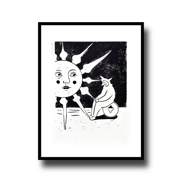 Image of Я не горюю. by Diana Ruban , size: 30x21 см, made of Папір, темперна фарба, Graphics medium, from Грузія, part of the Linocut, graphics series, priced at $150 Photo 6 of 6.