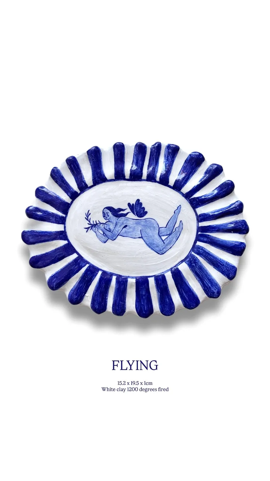 Image of Flying by Diana Ruban , size: 15.2 x 19.5 x 1cm, made of White clay 1200 degrees fired, Sculpture medium, from Georgia , part of the Ceramics and modeling series, priced at $330 Photo 1 of 4.
