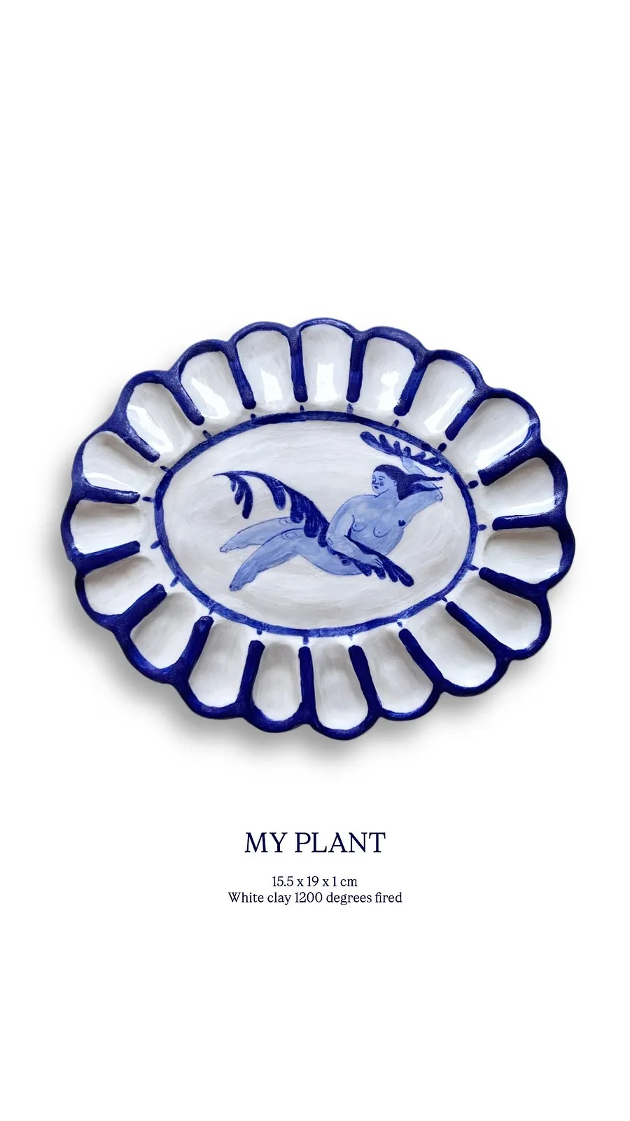 Image of MY PLANT by Diana Ruban , size: 15.5 x 19x1 cm, made of White clay 1200 degrees fired, engobe, Sculpture medium, from Georgia , part of the Ceramics and modeling series, priced at $330 Photo 1 of 4.
