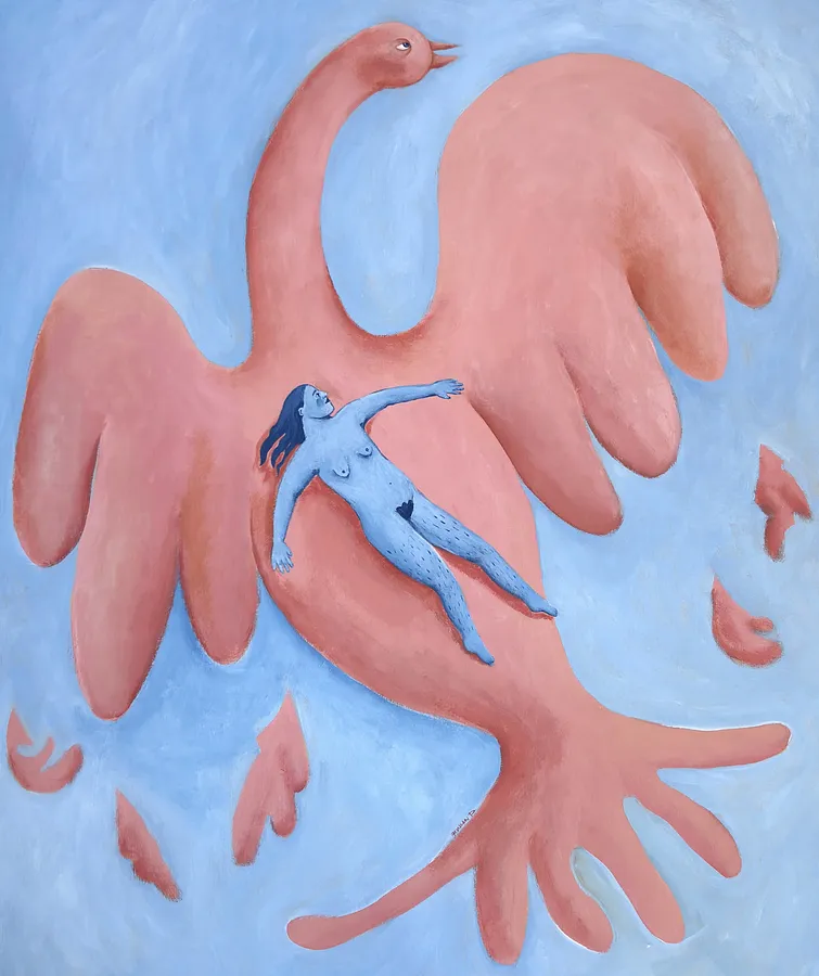 Image of In a dream by Diana Ruban , size: 100x85 cm, made of Canvas, acrylic, Painting medium, from Georgia , part of the Blue women series Photo 1 of 4.
