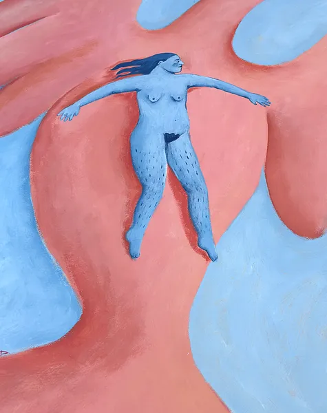 Image of In a dream by Diana Ruban , size: 100x85 cm, made of Canvas, acrylic, Painting medium, from Georgia , part of the Blue women series Photo 2 of 4.