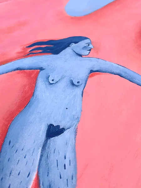 Image of In a dream by Diana Ruban , size: 100x85 cm, made of Canvas, acrylic, Painting medium, from Georgia , part of the Blue women series Photo 3 of 4.