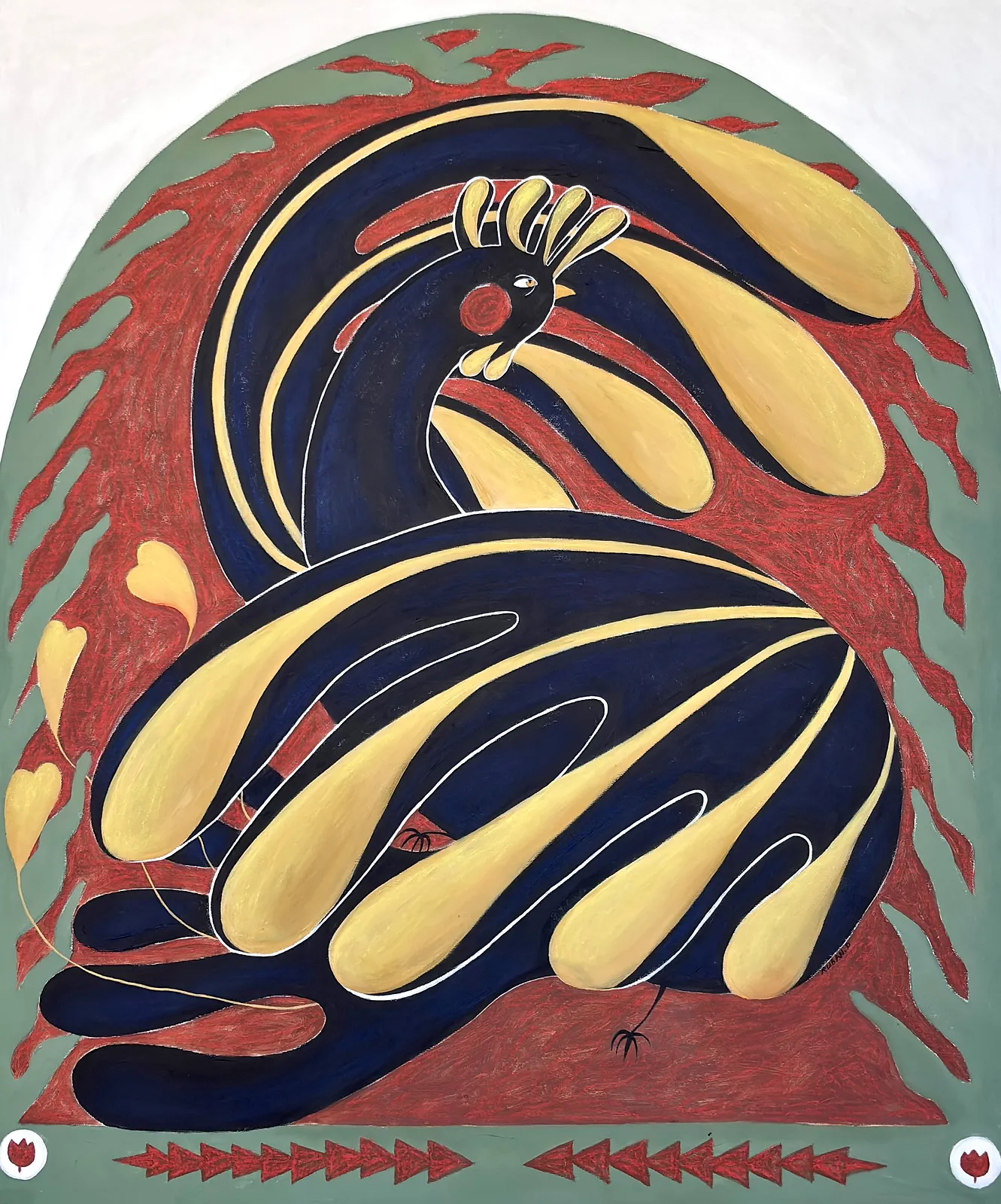 Image of Black Bird by Diana Ruban , size: 92 x 80 , made of canvas, acrylic, oil pastel,, Painting medium, from Georgia, part of the Blue women series Photo 1 of 3.