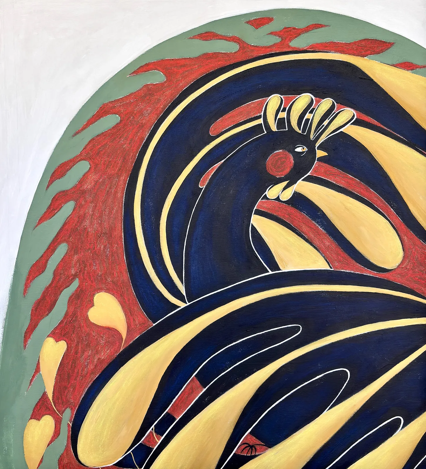 Image of Black Bird by Diana Ruban , size: 92 x 80 , made of canvas, acrylic, oil pastel,, Painting medium, from Georgia, part of the Blue women series Photo 3 of 3.