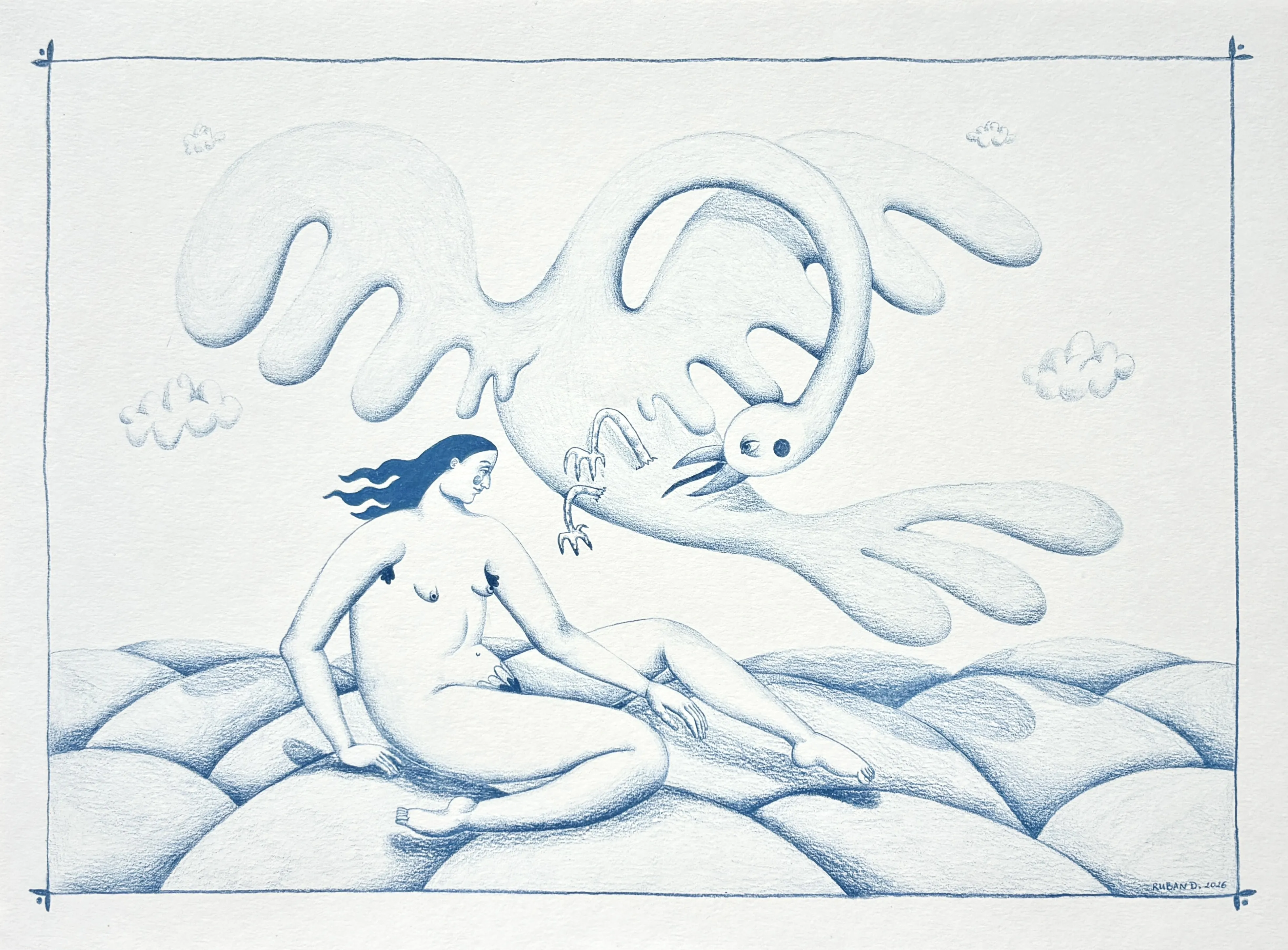 Image of Don't leave me. by Diana Ruban , size: 29,5 x 40 cm, made of Paper, pencil, Graphics medium, from Ukraine , part of the Linocut, graphics series, priced at $250 Photo 4 of 7.