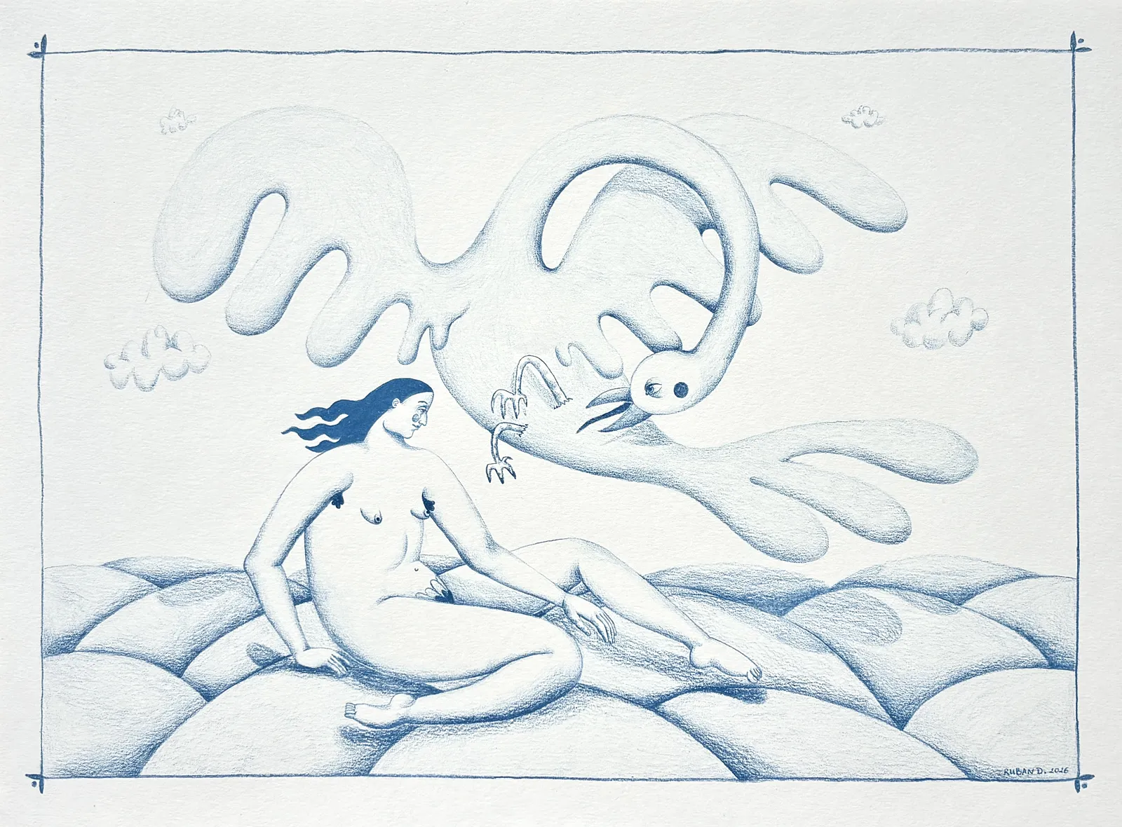 Image of Don't leave me. by Diana Ruban , size: 29,5 x 40 cm, made of Paper, pencil, Graphics medium, from Ukraine , part of the Linocut, graphics series, priced at $250 Photo 4 of 7.