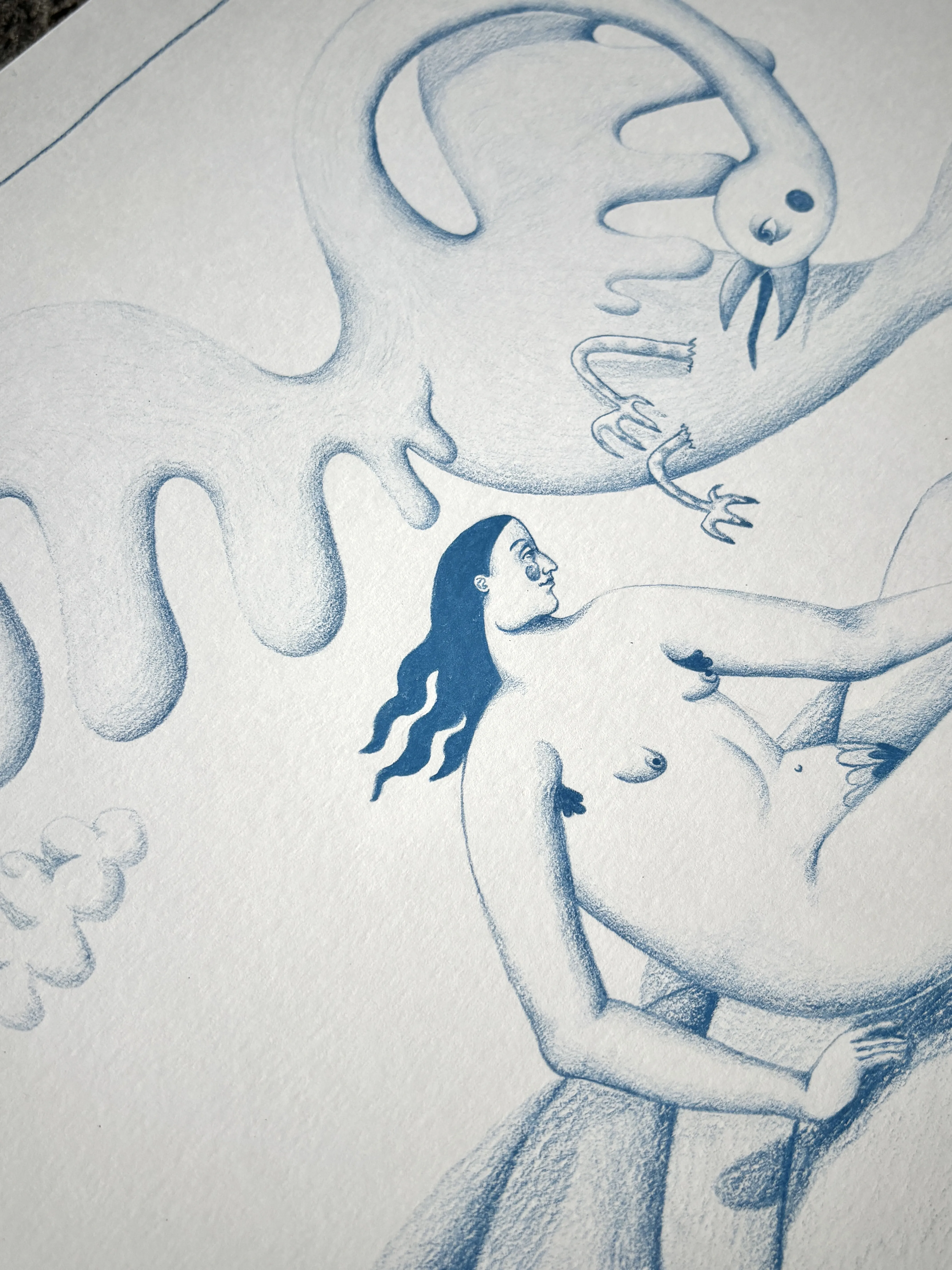 Image of Don't leave me. by Diana Ruban , size: 29,5 x 40 cm, made of Paper, pencil, Graphics medium, from Ukraine , part of the Linocut, graphics series, priced at $250 Photo 5 of 7.