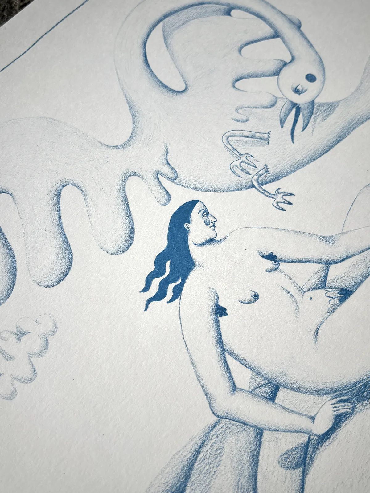 Image of Don't leave me. by Diana Ruban , size: 29,5 x 40 cm, made of Paper, pencil, Graphics medium, from Ukraine , part of the Linocut, graphics series, priced at $250 Photo 5 of 7.