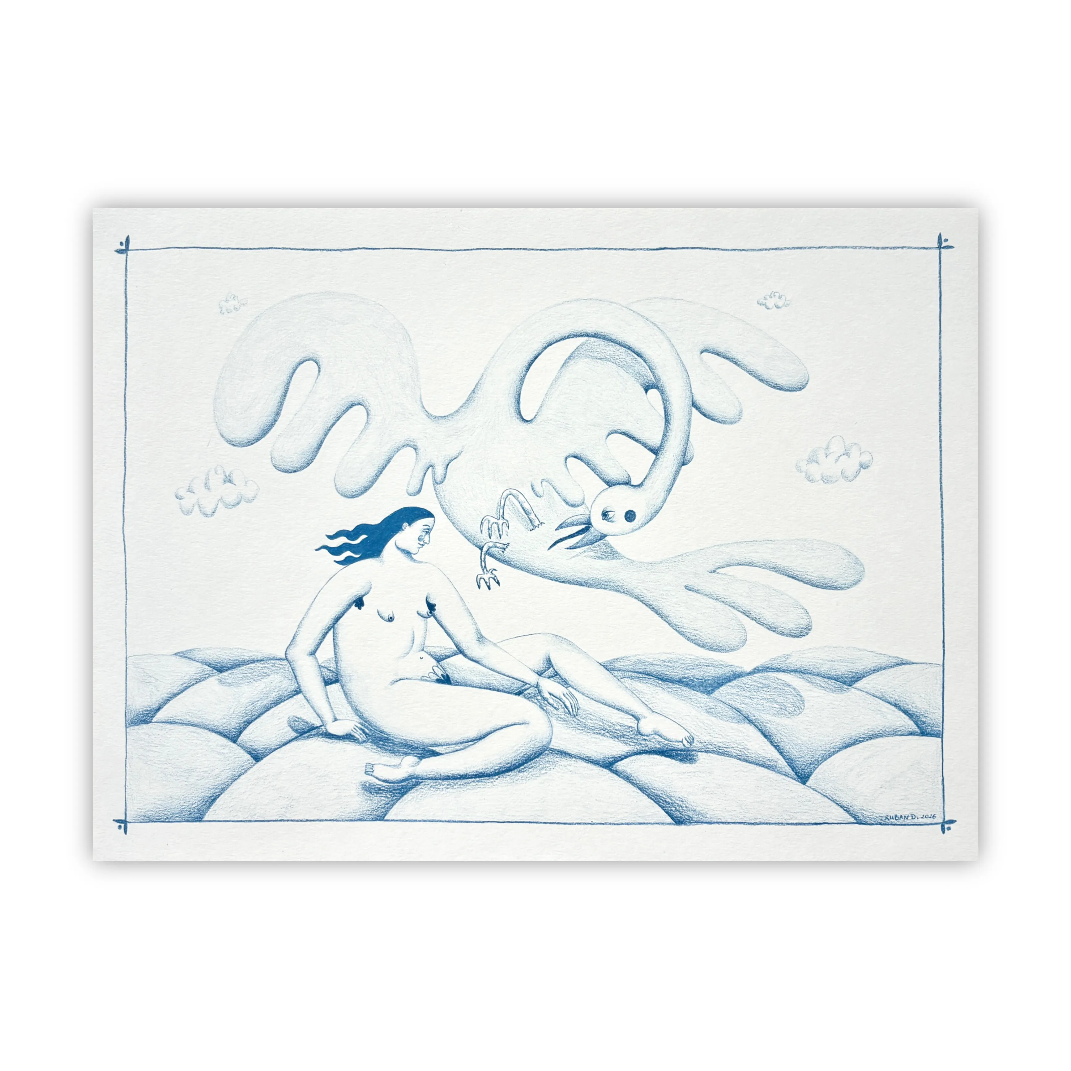 Image of Don't leave me. by Diana Ruban , size: 29,5 x 40 cm, made of Paper, pencil, Graphics medium, from Ukraine , part of the Linocut, graphics series, priced at $250 Photo 1 of 7.