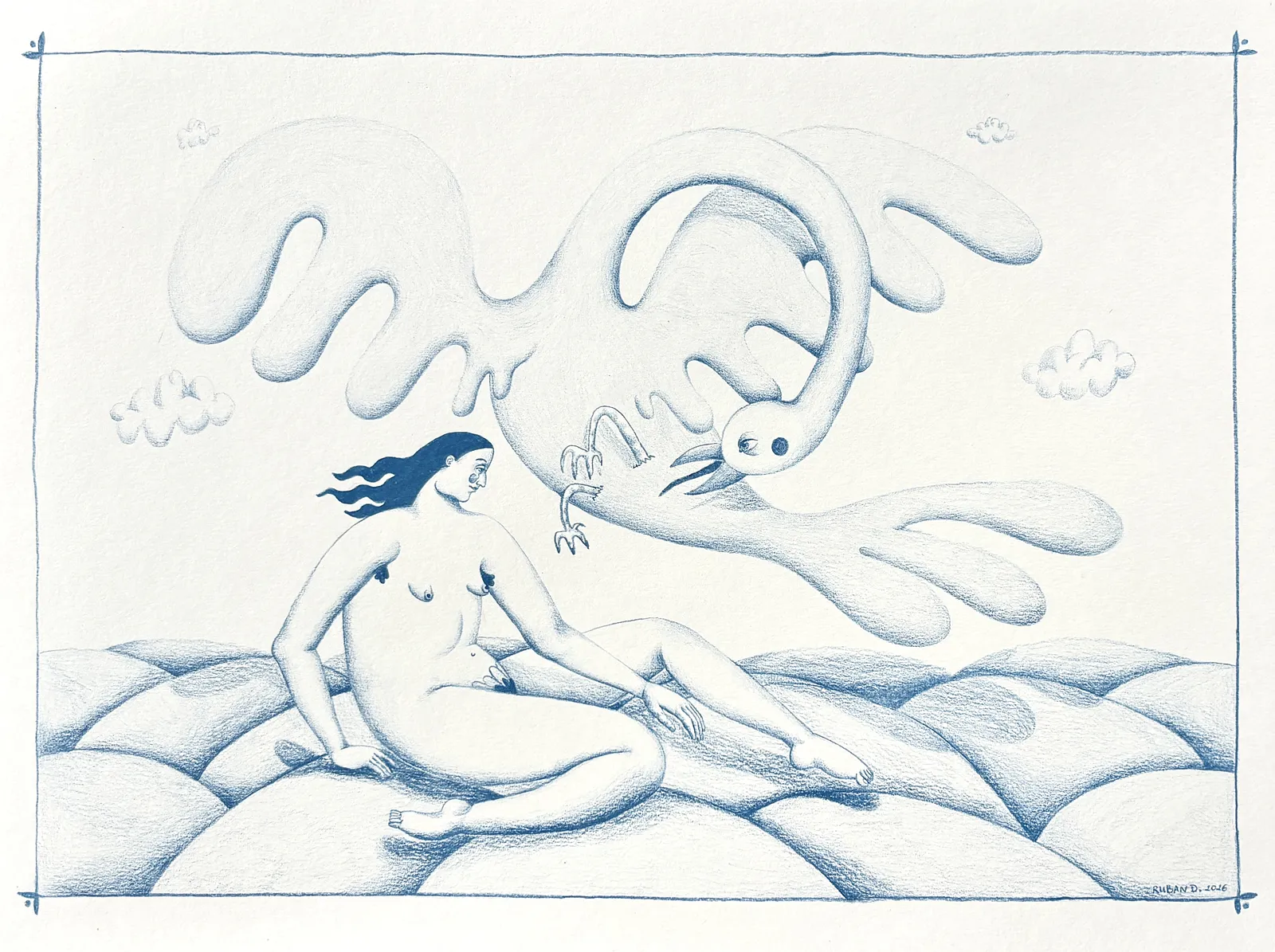 Image of Don't leave me. by Diana Ruban , size: 29,5 x 40 cm, made of Paper, pencil, Graphics medium, from Ukraine , part of the Linocut, graphics series, priced at $250 Photo 4 of 9.