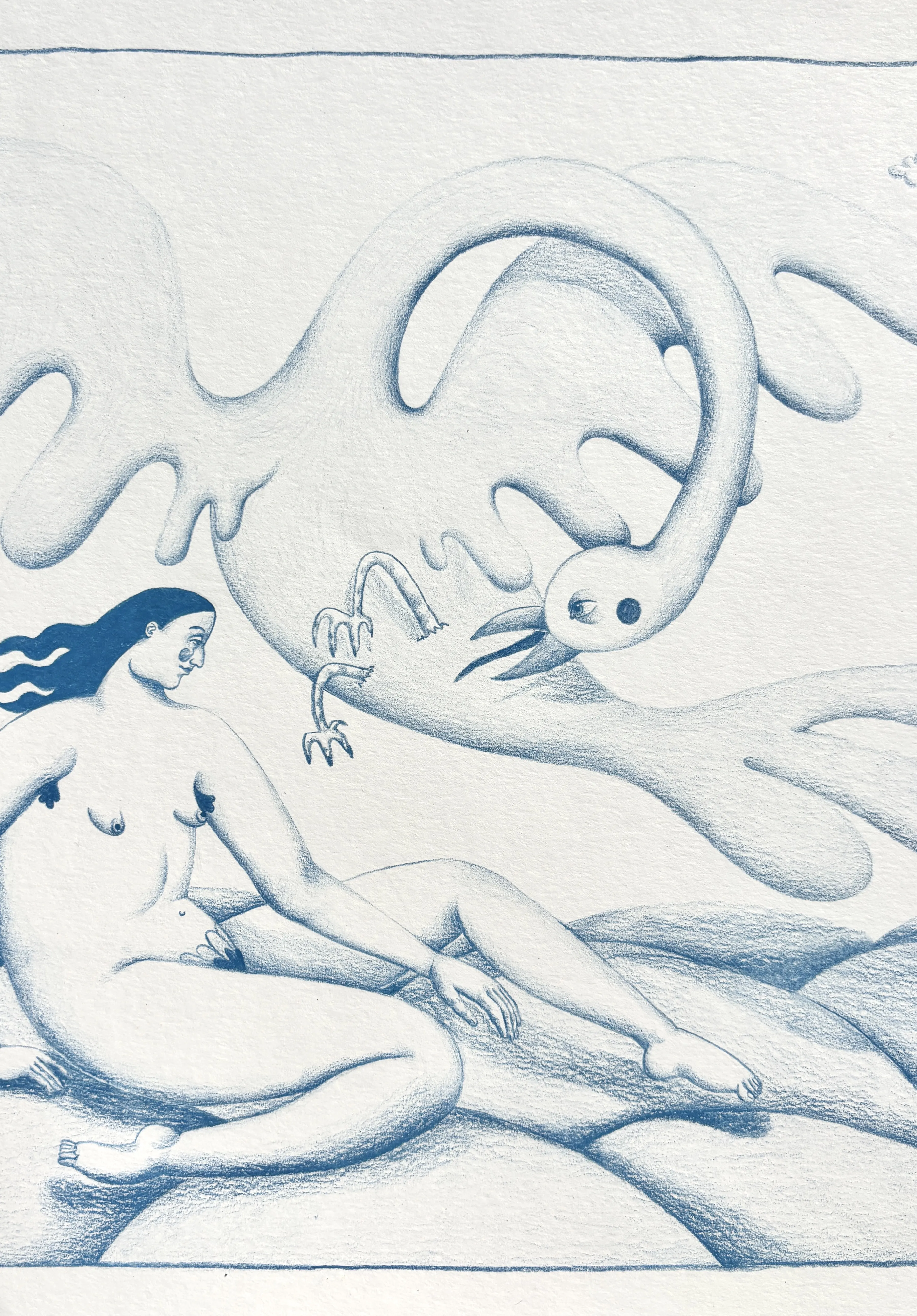 Image of Don't leave me. by Diana Ruban , size: 29,5 x 40 cm, made of Paper, pencil, Graphics medium, from Ukraine , part of the Linocut, graphics series, priced at $250 Photo 5 of 9.