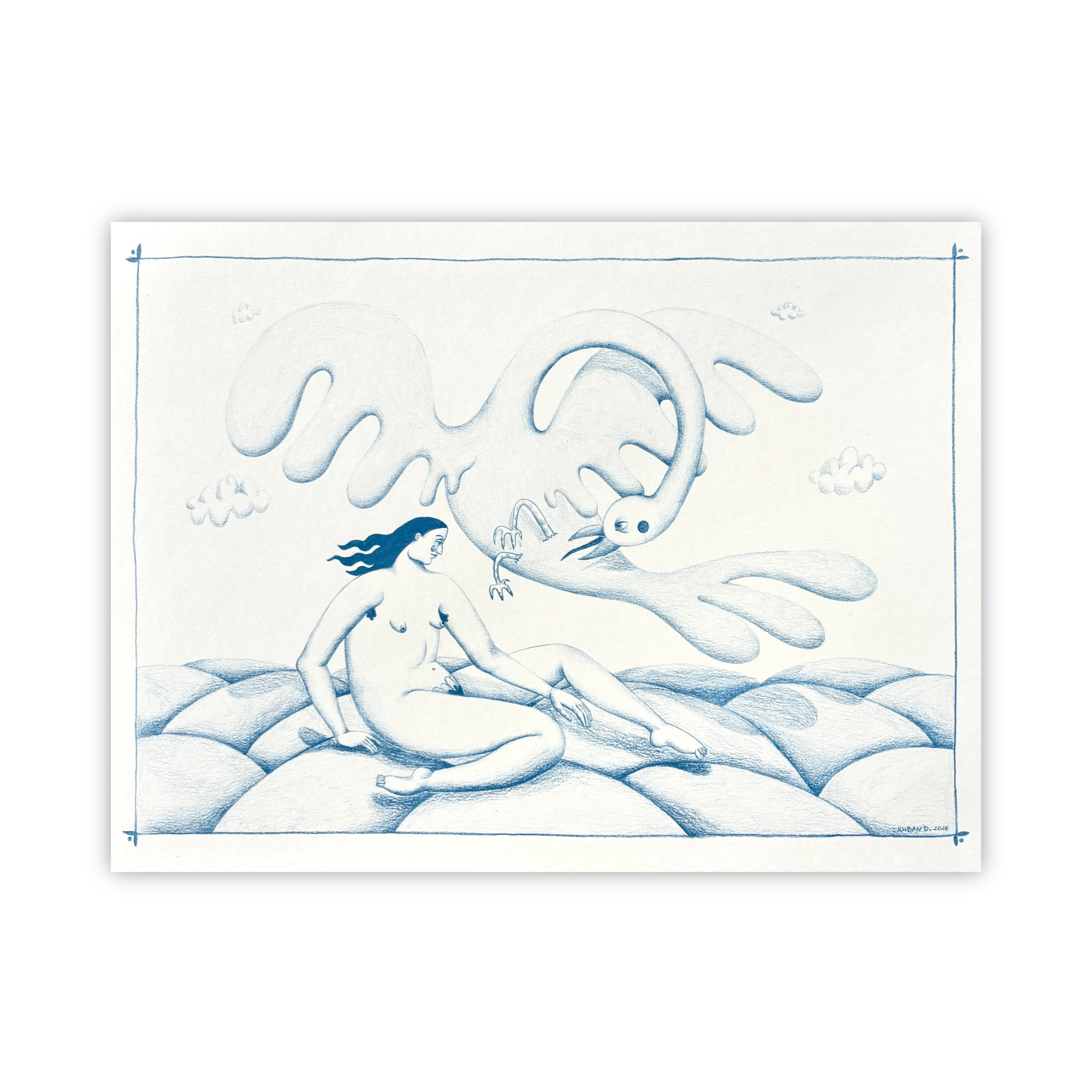 Image of Don't leave me. by Diana Ruban , size: 29,5 x 40 cm, made of Paper, pencil, Graphics medium, from Ukraine , part of the Linocut, graphics series, priced at $250 Photo 1 of 9.
