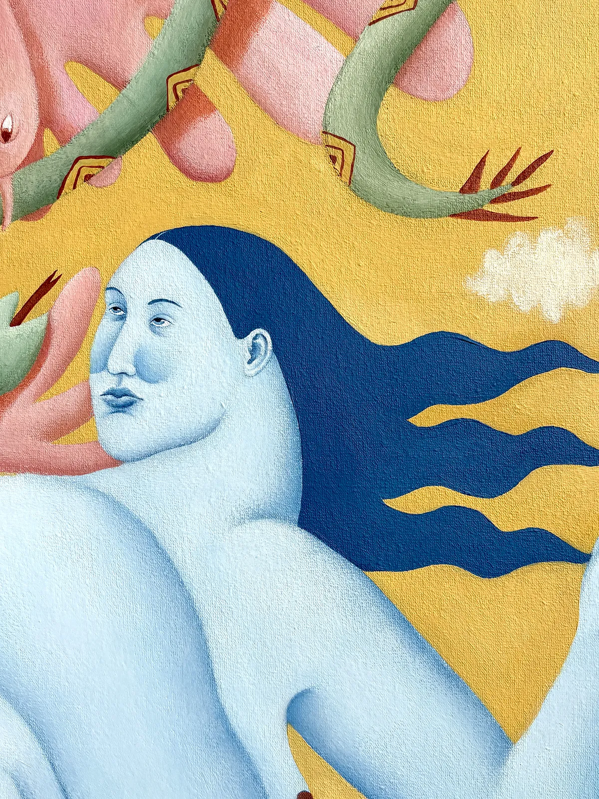 Image of Attack by Diana Ruban , size: 50x70х2 cm, made of Canvas, acrylic, Painting medium, from Ukraine , part of the Blue women series, priced at $1400 Photo 4 of 6.