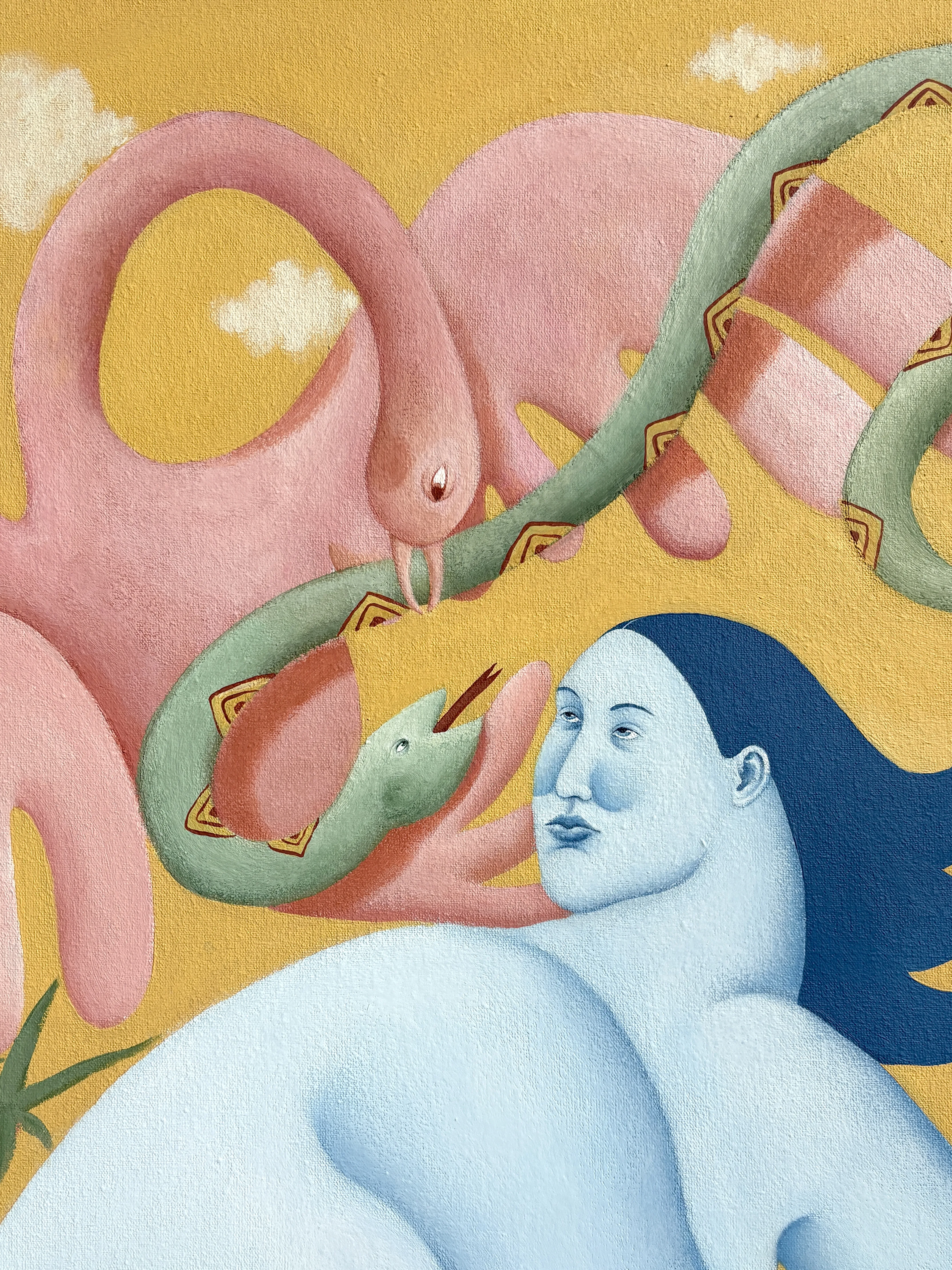 Image of Attack by Diana Ruban , size: 50x70х2 cm, made of Canvas, acrylic, Painting medium, from Ukraine , part of the Blue women series, priced at $1400 Photo 5 of 6.