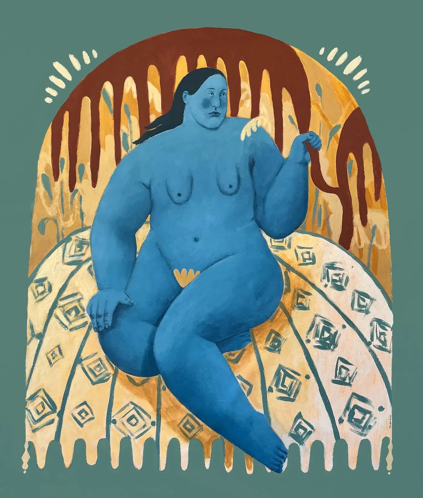 Image of Road to the heart by Diana Ruban , size: 110 x 90 cm, made of canvas, acrylic, Painting medium, from USA, part of the Blue women series, priced at $3200 Photo 1 of 3.