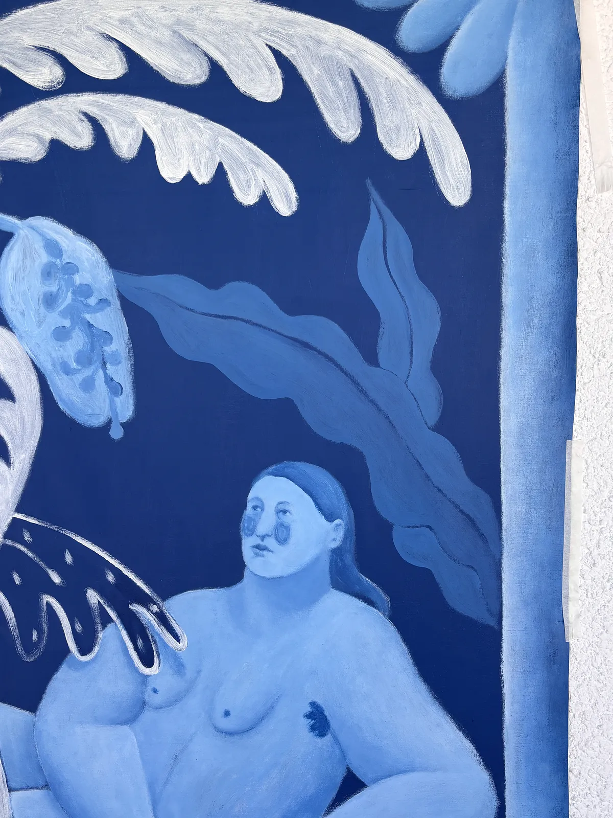 Image of A place in the garden by Diana Ruban , size: 131 х 146 cm, made of canvas, acrylic, Painting medium, from USA, part of the Blue women series Photo 2 of 4.