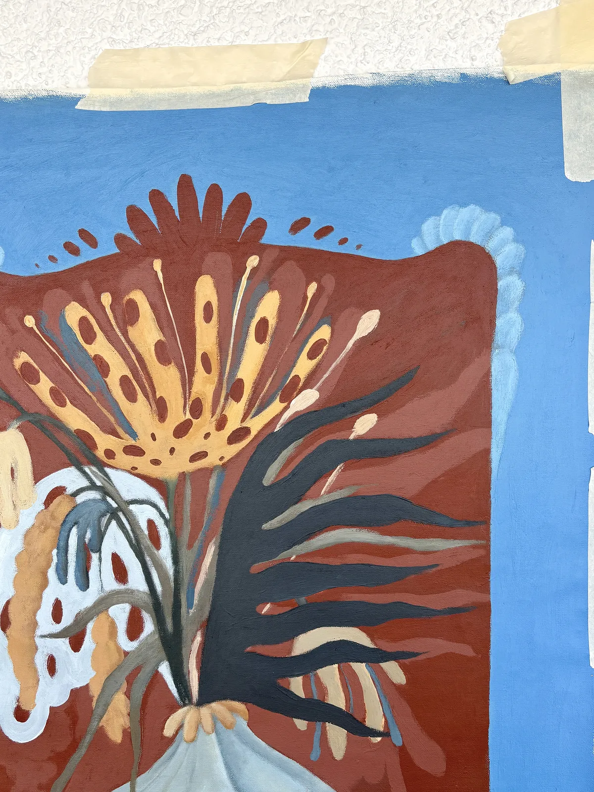 Image of Vase by Diana Ruban , size: 80 x 53 cm, made of canvas, acrylic, Painting medium, from Ukraine, part of the Blue women series, priced at $1900 Photo 2 of 3.