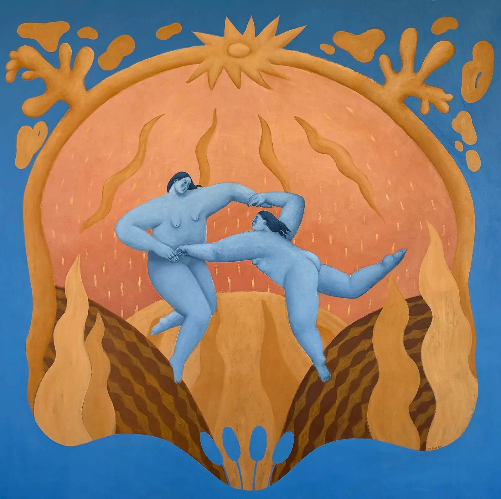 Image of Exalted by Diana Ruban , size: 112 x 117 cm, made of canvas, acrylic, Painting medium, from USA, part of the Blue women series, priced at $4200 Photo 1 of 4.