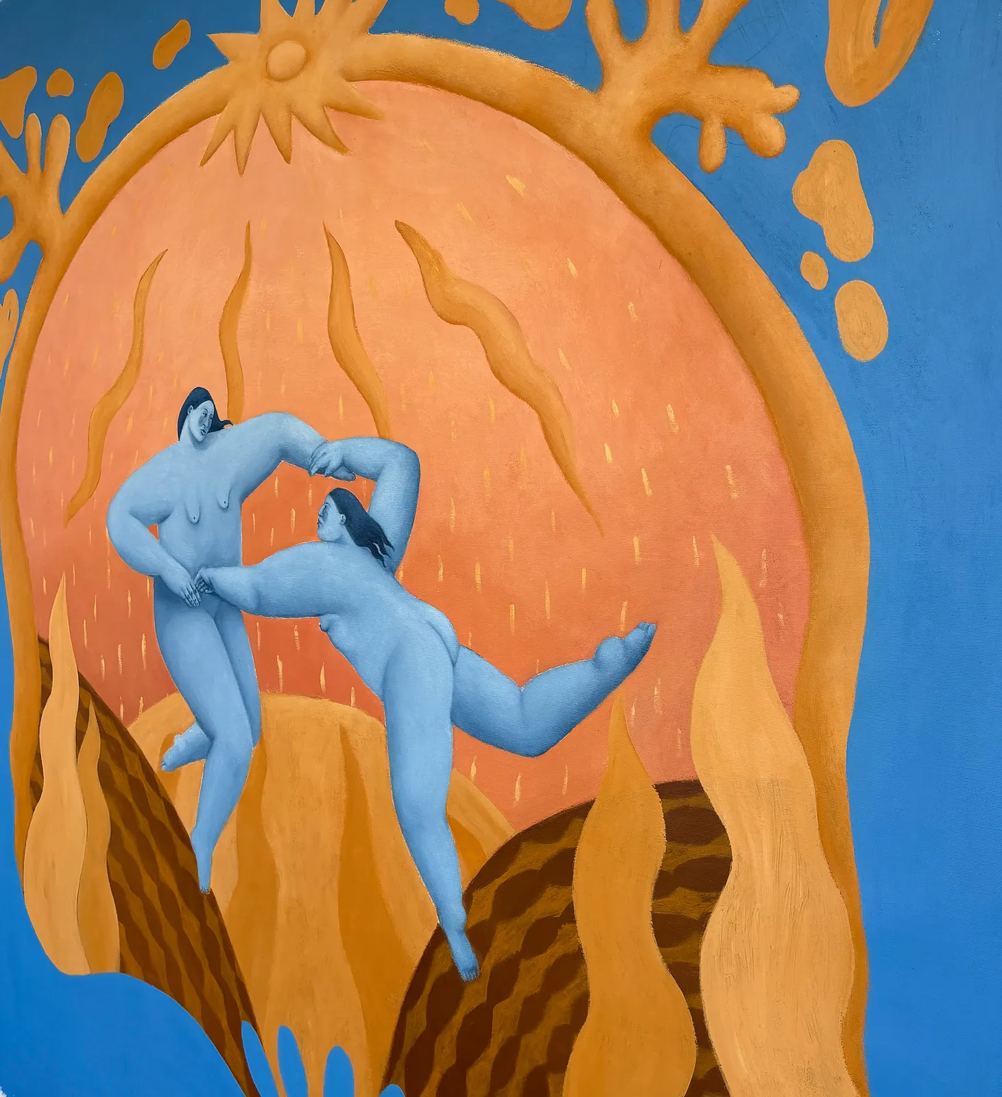 Image of Exalted by Diana Ruban , size: 112 x 117 cm, made of canvas, acrylic, Painting medium, from USA, part of the Blue women series, priced at $4200 Photo 2 of 4.