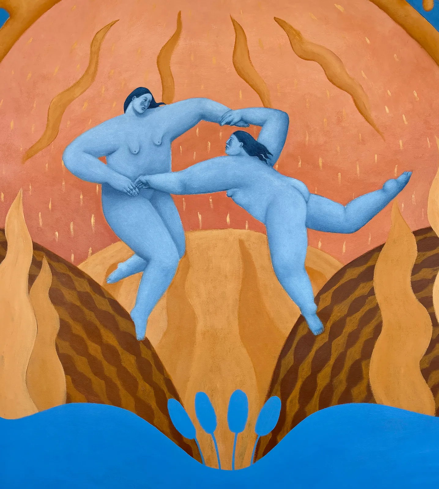Image of Exalted by Diana Ruban , size: 112 x 117 cm, made of canvas, acrylic, Painting medium, from USA, part of the Blue women series, priced at $4200 Photo 3 of 4.