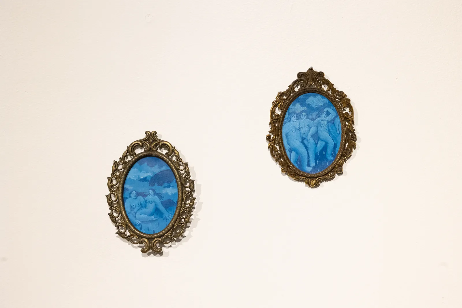 Image of Girls by Diana Ruban , size: 12 x 9 cm (picture without frame), made of Paper, acrylic, Painting medium, from USA, part of the Blue women series, priced at $250 Photo 3 of 3.