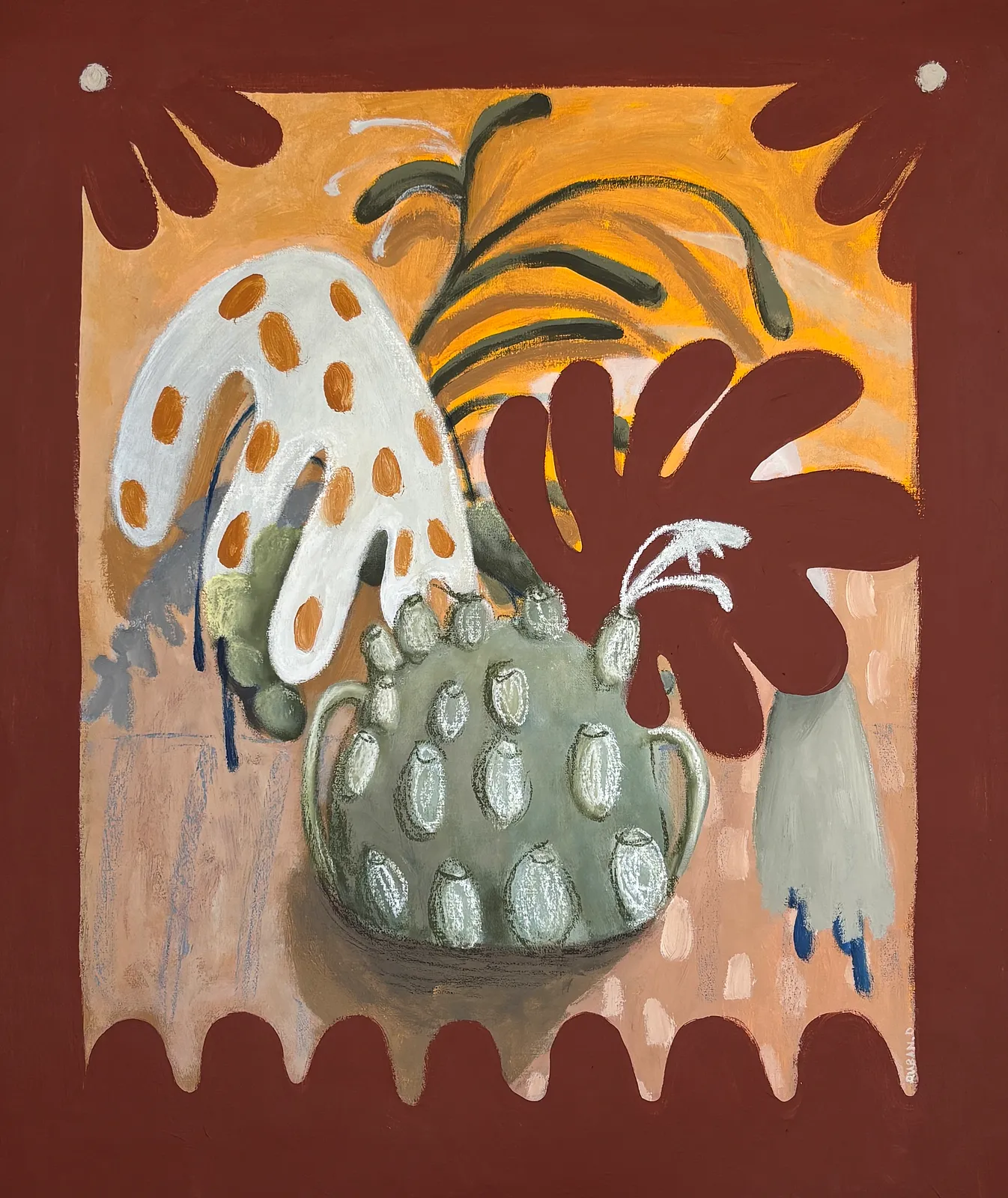 Image of Flowers by Diana Ruban , size: 77 x 65 cm, made of canvas, acrylic, oil pastel,, Painting medium, from USA, part of the Blue women series Photo 1 of 3.