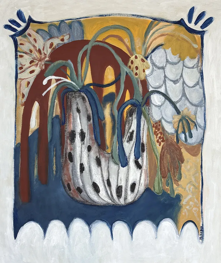 Image of Flowers by Diana Ruban , size: 77 x 65 cm, made of canvas, acrylic, oil pastel,, Painting medium, from USA, priced at €2000 Photo 1 of 2.