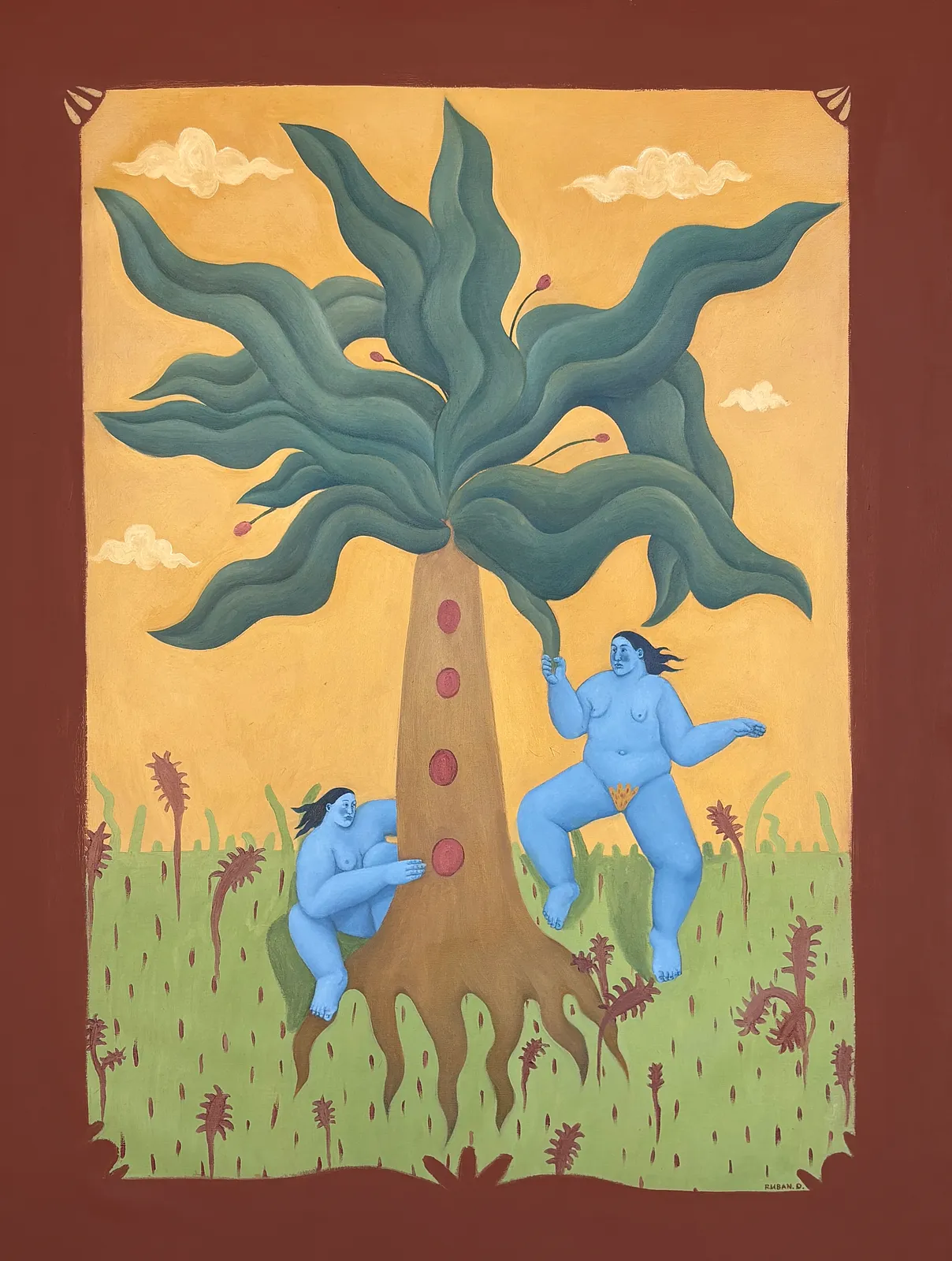 Image of My garden by Diana Ruban , size: 110 x 80 cm, made of canvas, acrylic, oil, Painting medium, from USA, part of the Blue women series Photo 1 of 2.