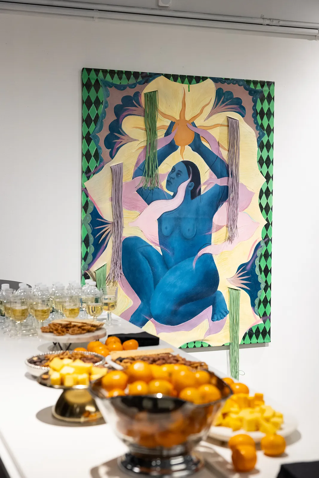 Image of Diana Ruban & Liza Obuhovska, SONATA by Diana Ruban , size: 145 x 100 cm, made of canvas, acrylic, oil pastel, oil, textile, Painting medium, from USA, part of the Blue women series Photo 3 of 3.