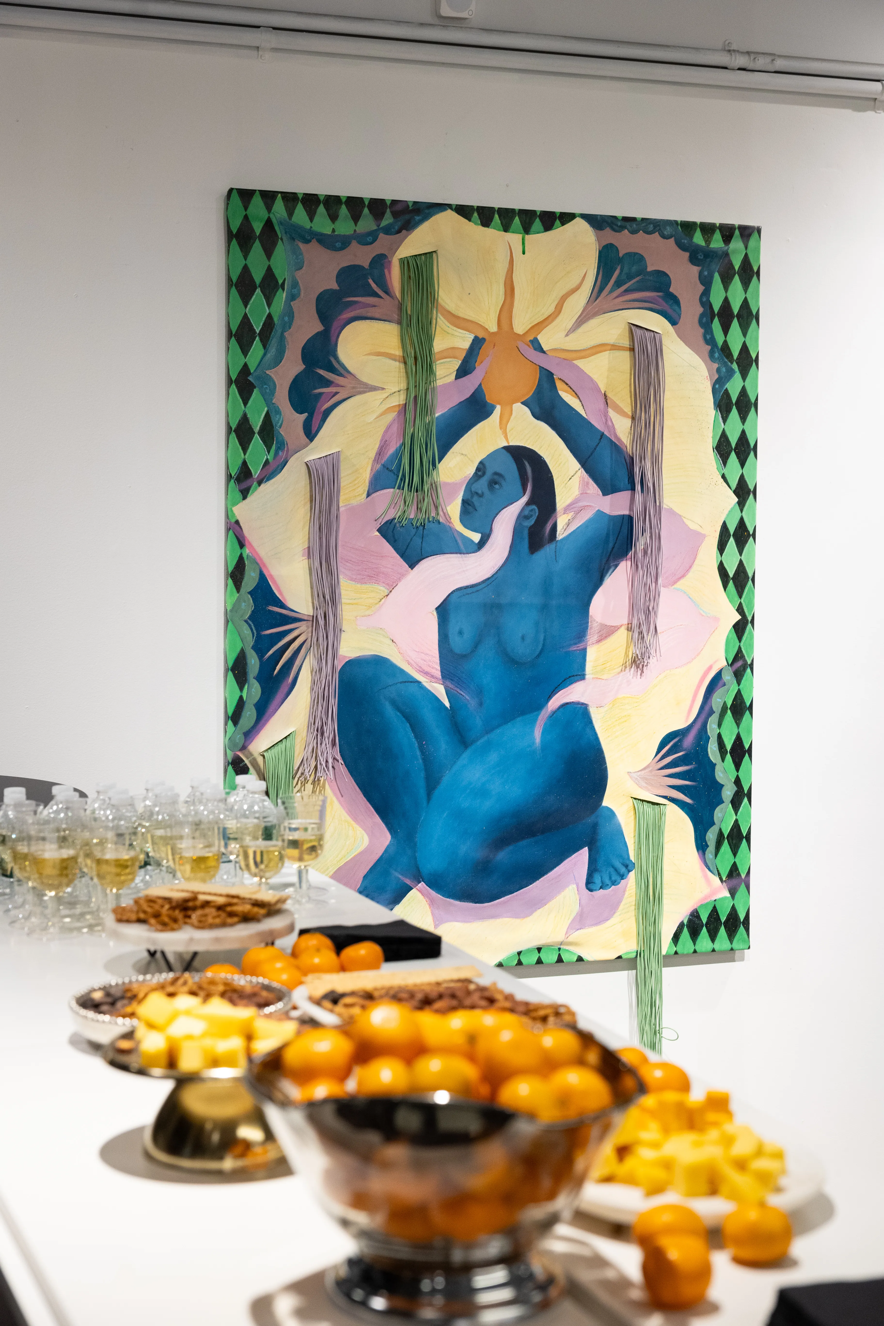 Image of Diana Ruban & Liza Obuhovska, SONATA by Diana Ruban , size: 145 x 100 cm, made of canvas, acrylic, oil pastel, oil, textile, Painting medium, from USA, part of the Blue women series Photo 3 of 3.