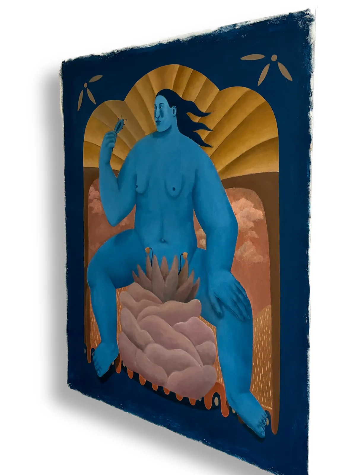 Image of Uterus by Diana Ruban , size: 110 x 90 cm, made of canvas, acrylic, Painting medium, from Ukraine, part of the Blue women series, priced at $3000 Photo 2 of 3.