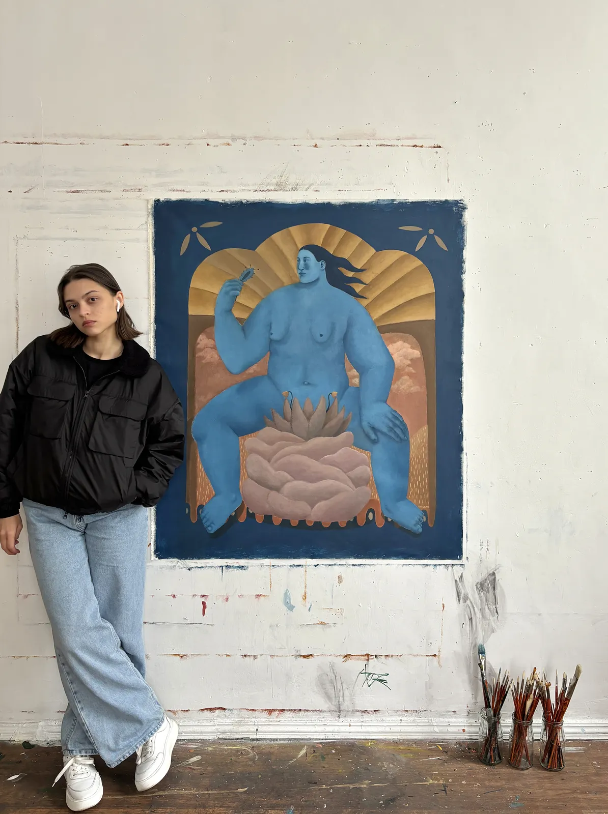 Image of Uterus by Diana Ruban , size: 110 x 90 cm, made of canvas, acrylic, Painting medium, from Ukraine, part of the Blue women series, priced at $3000 Photo 3 of 3.