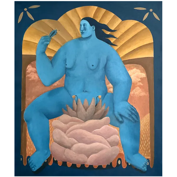 Image of Uterus by Diana Ruban , size: 110 x 90 cm, made of canvas, acrylic, Painting medium, from Ukraine, part of the Blue women series, priced at €3000