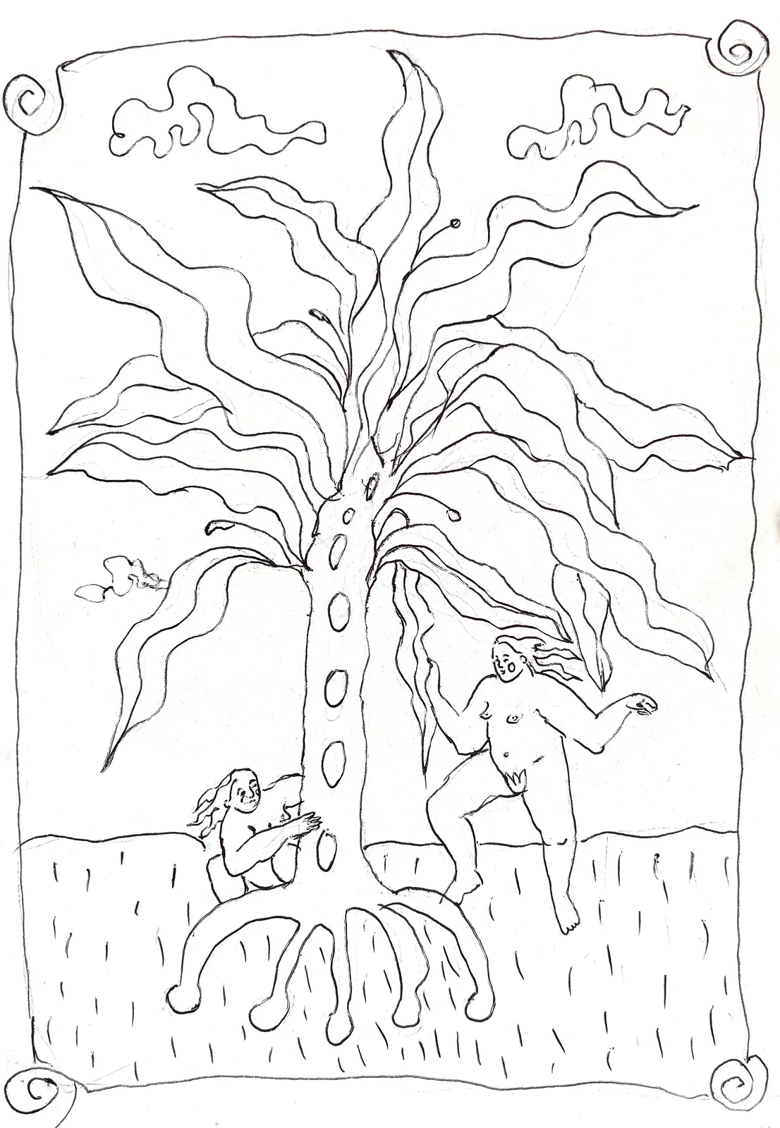 Image of Sketch by Diana Ruban , size: 30 х 21 cm, made of paper, pen, Graphics medium, from Georgia, part of the Linocut, graphics series, priced at $120