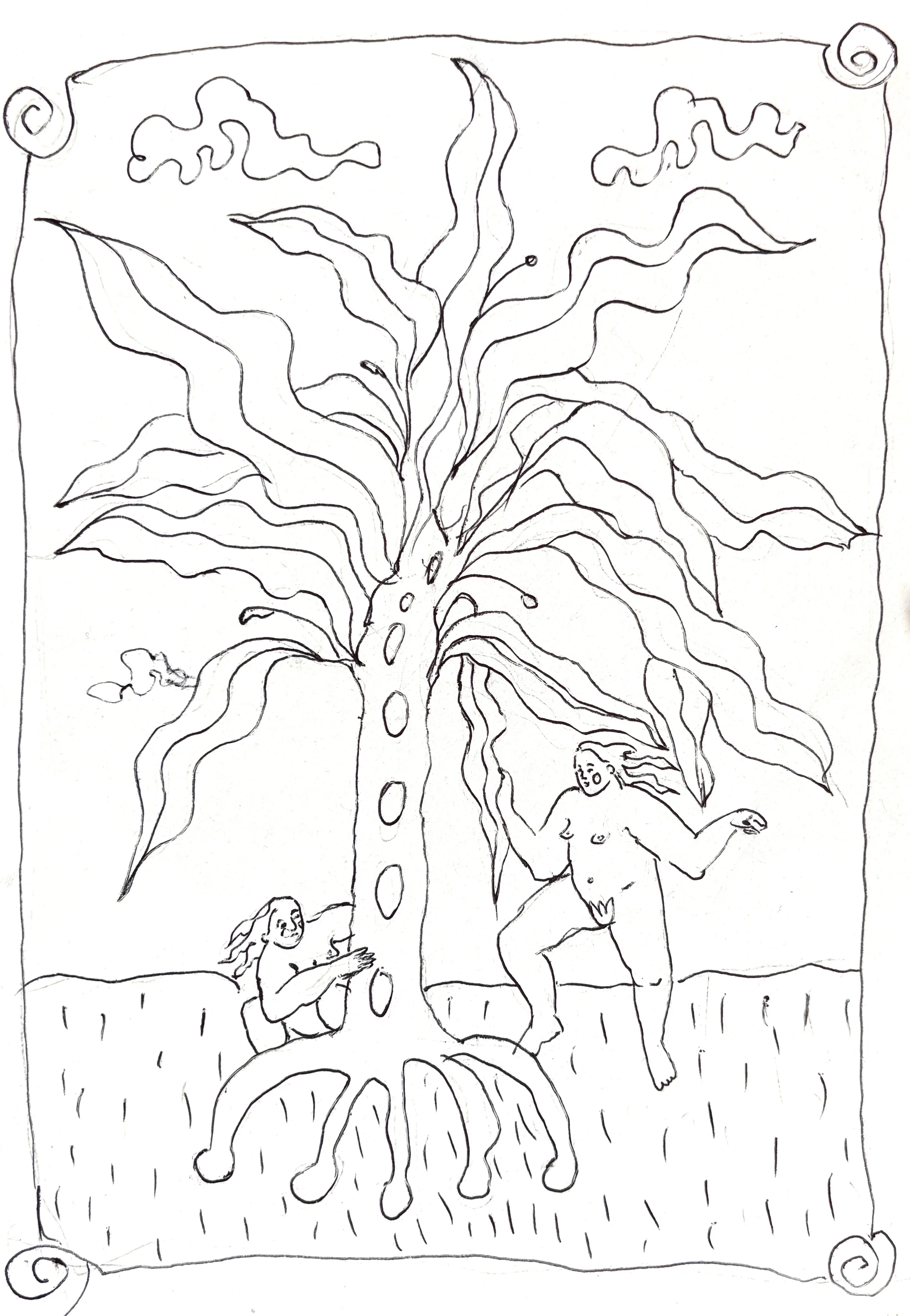 Image of Sketch by Diana Ruban , size: 30 х 21 cm, made of paper, pen, Graphics medium, from Ukraine, part of the Linocut, graphics series, priced at $120