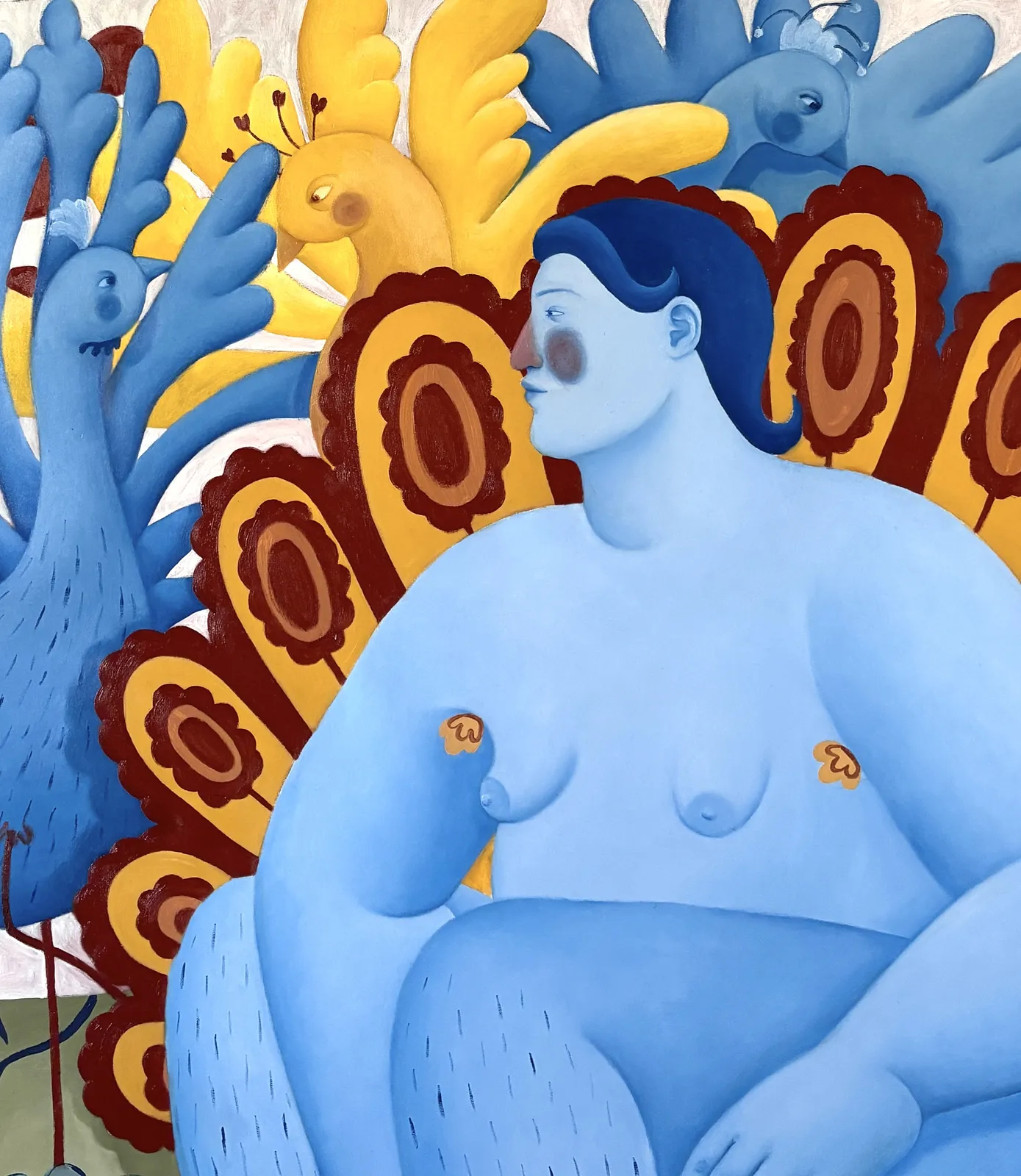 Image of Not among my own by Diana Ruban , size: 145 x 125 cm, made of canvas, acrylic, oil, Painting medium, from Denmark, part of the Blue women series Photo 2 of 3.