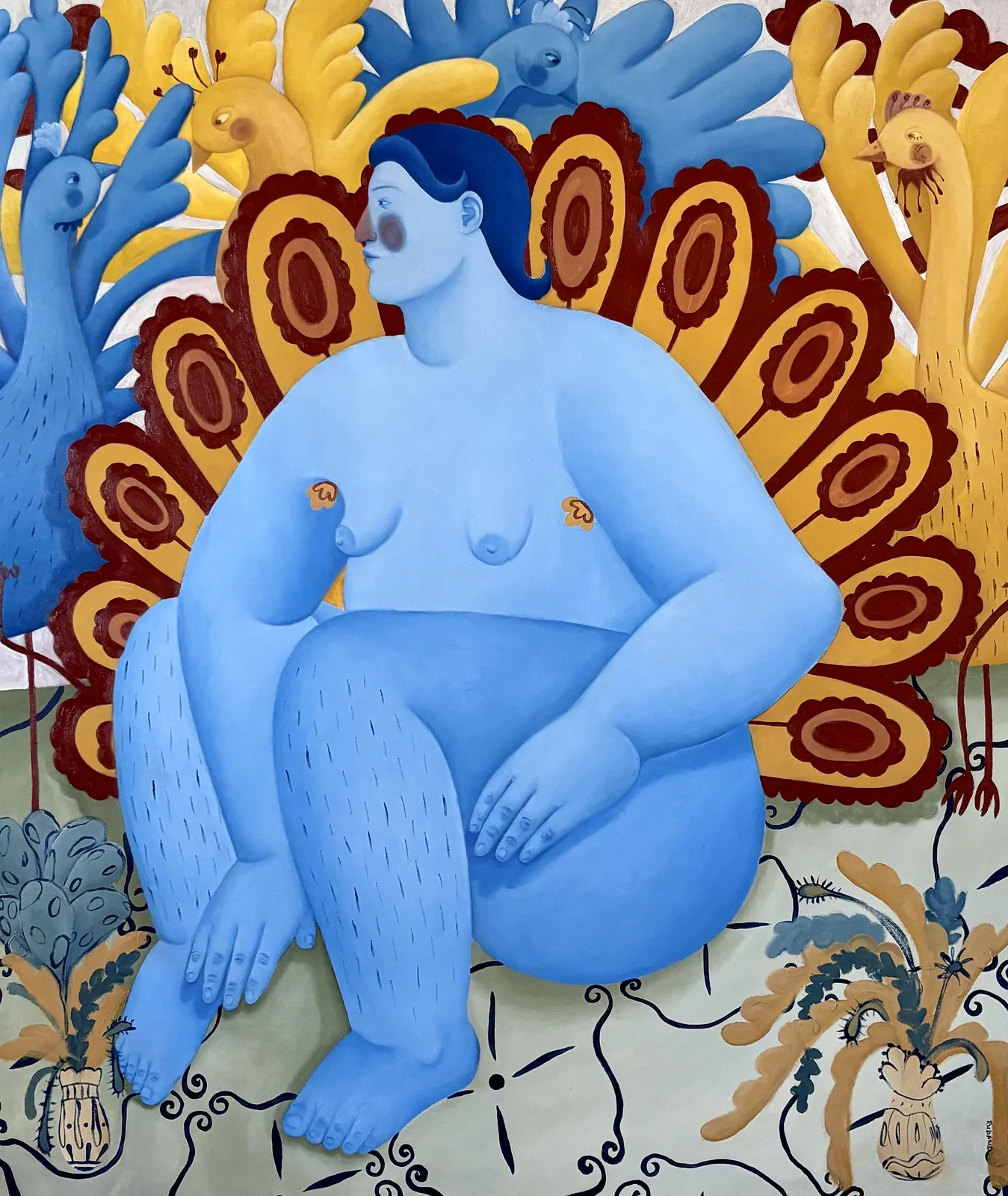Image of Not among my own by Diana Ruban , size: 145 x 125 cm, made of canvas, acrylic, oil, Painting medium, from Denmark, part of the Blue women series Photo 3 of 3.