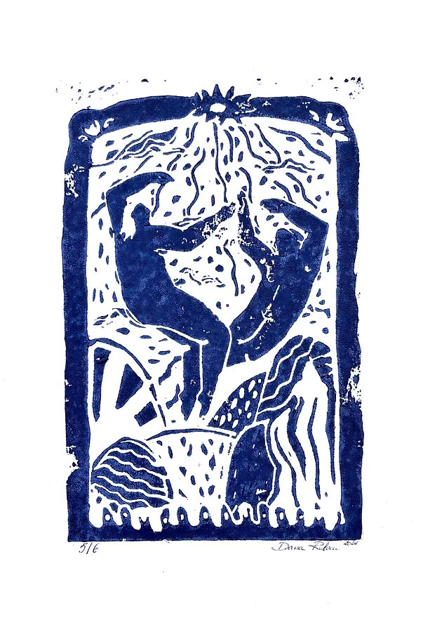 Image of Linocut by Diana Ruban , size: 30x20 cm , made of Paper, acrylic, Graphics medium, from USA, part of the Linocut, graphics series, priced at $300