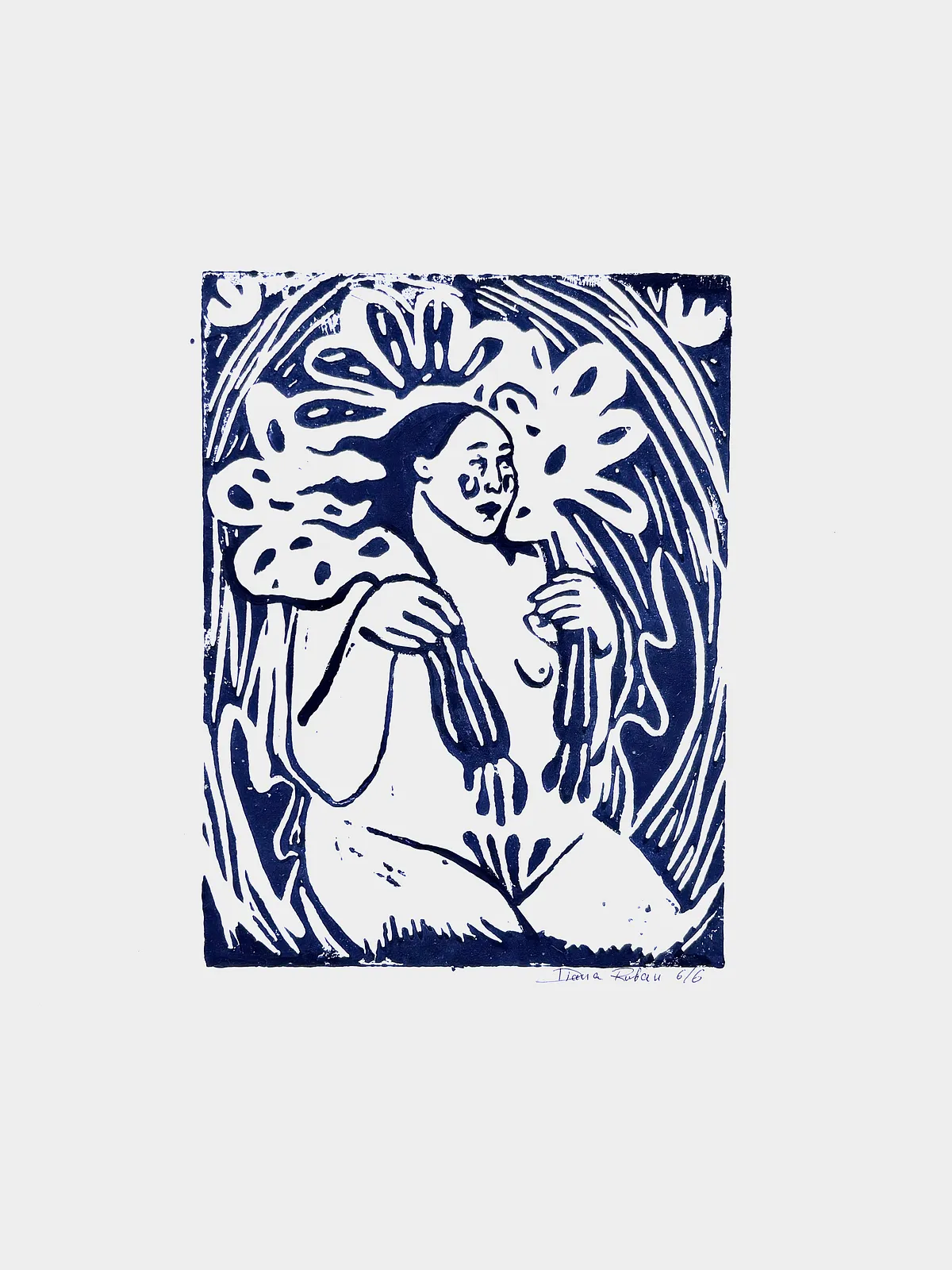 Image of Linocut by Diana Ruban , size: 20,5 x 15,4 cm, made of paper, acrylic, Graphics medium, from USA, part of the Linocut, graphics series, priced at $100
