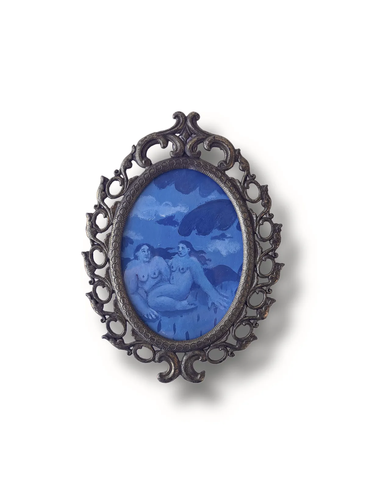 Image of Girls by Diana Ruban , size: 12 x 9 cm (picture without frame), made of Paper, acrylic, Painting medium, from USA, part of the Blue women series, priced at $250 Photo 1 of 3.