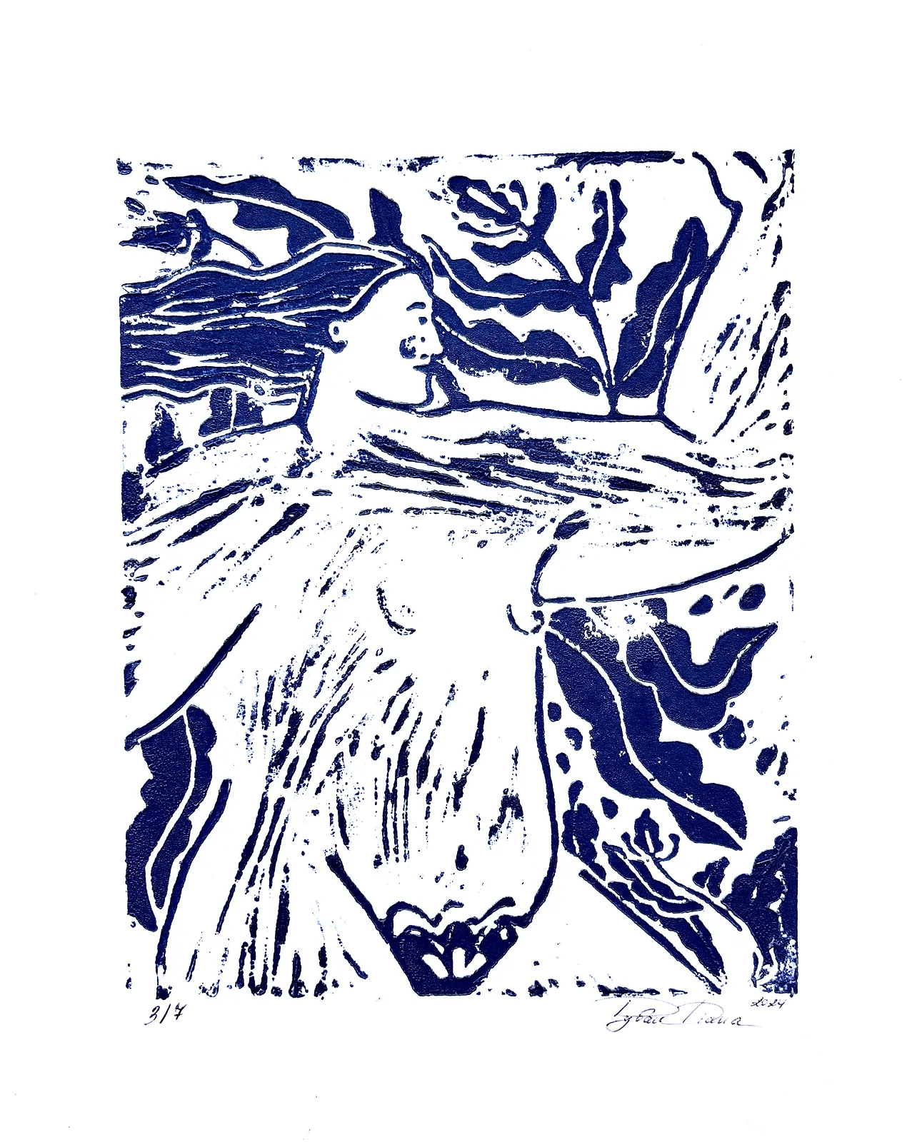 Image of Linocut by Diana Ruban , size: 20,5 x 15,4 cm, made of paper, acrylic, Graphics medium, from Georgia, part of the Linocut, graphics series, priced at $80