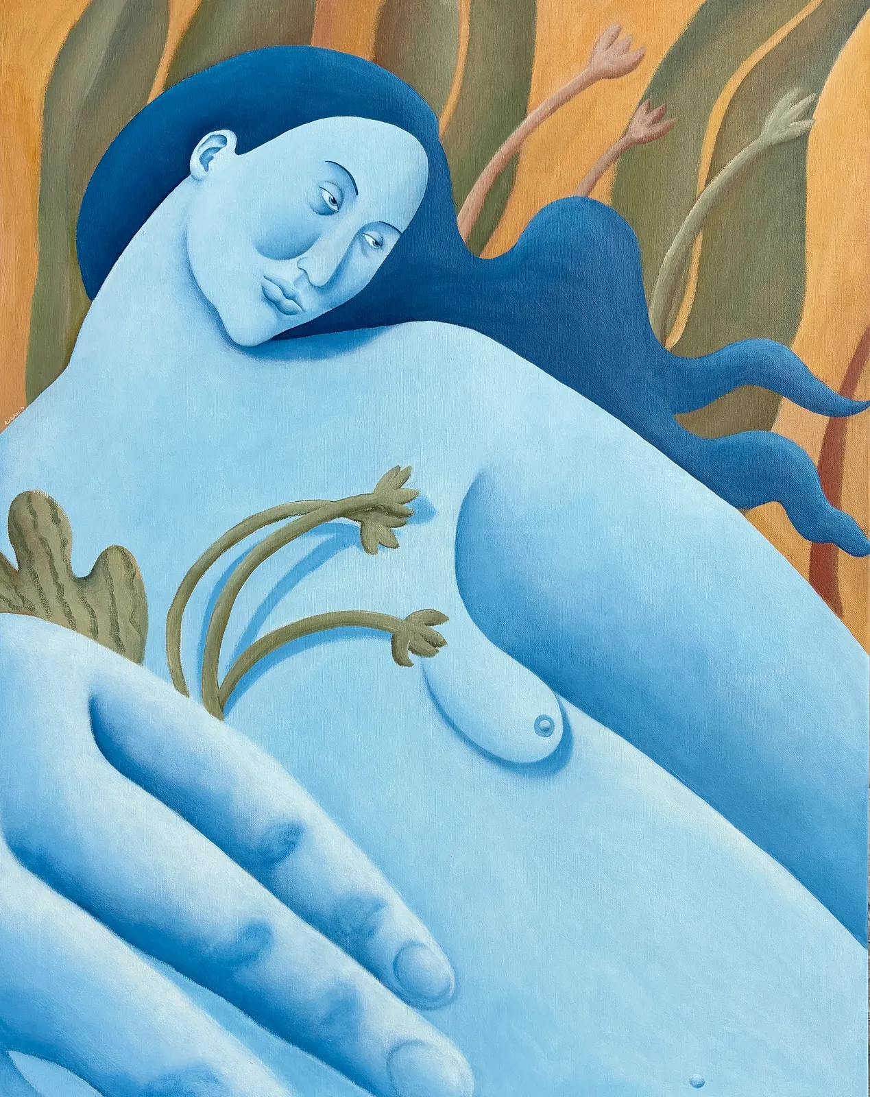 Image of Wind by Diana Ruban , size: 100 х 78,8 х 2 см , made of Canvas, acrylic , Painting medium, from Ukraine , part of the Blue women series Photo 2 of 6.