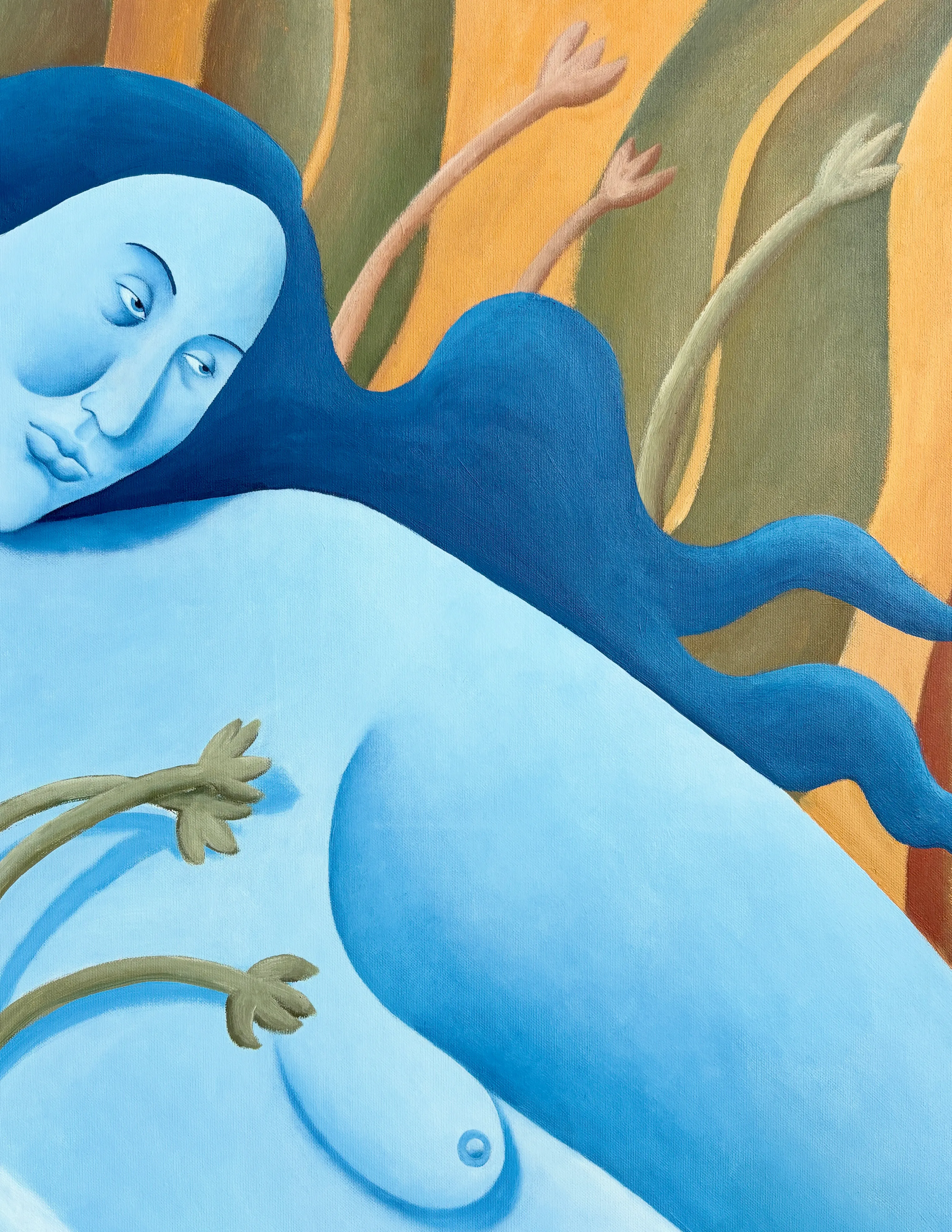 Image of Wind by Diana Ruban , size: 100 х 78,8 х 2 см , made of Canvas, acrylic , Painting medium, from Ukraine , part of the Blue women series Photo 3 of 6.