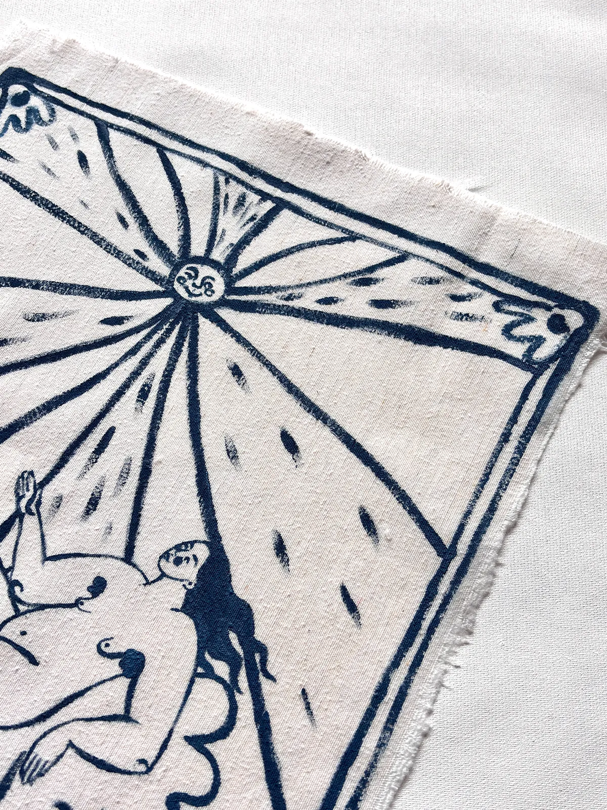 Image of Birds under the sun by Diana Ruban , size: 40 x 30 cm, made of Textile, acrylic, Graphics medium, from Georgia, part of the Blue women series Photo 2 of 4.