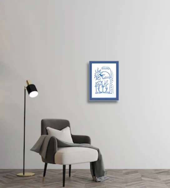 Image of Behind the sun by Diana Ruban , size: 35x25 cm, made of Paper, pencil, Graphics medium, from Georgia , part of the Blue women series, priced at $300 Photo 4 of 4.