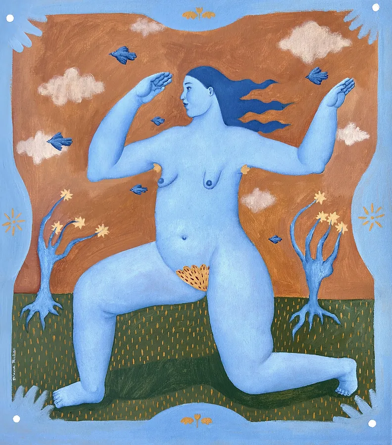 Image of I am a tree by Diana Ruban , size: 50x45 cm, made of Canvas, acrylic, oil, Painting medium, from Georgia , part of the Blue women series