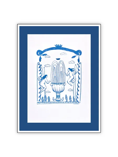 Image of In the garden by Diana Ruban , size: 30 x 21 cm/ 23 x 17c, made of Paper, pencil, Graphics medium, from Georgia , part of the Linocut, graphics series, priced at $300 Photo 2 of 2.